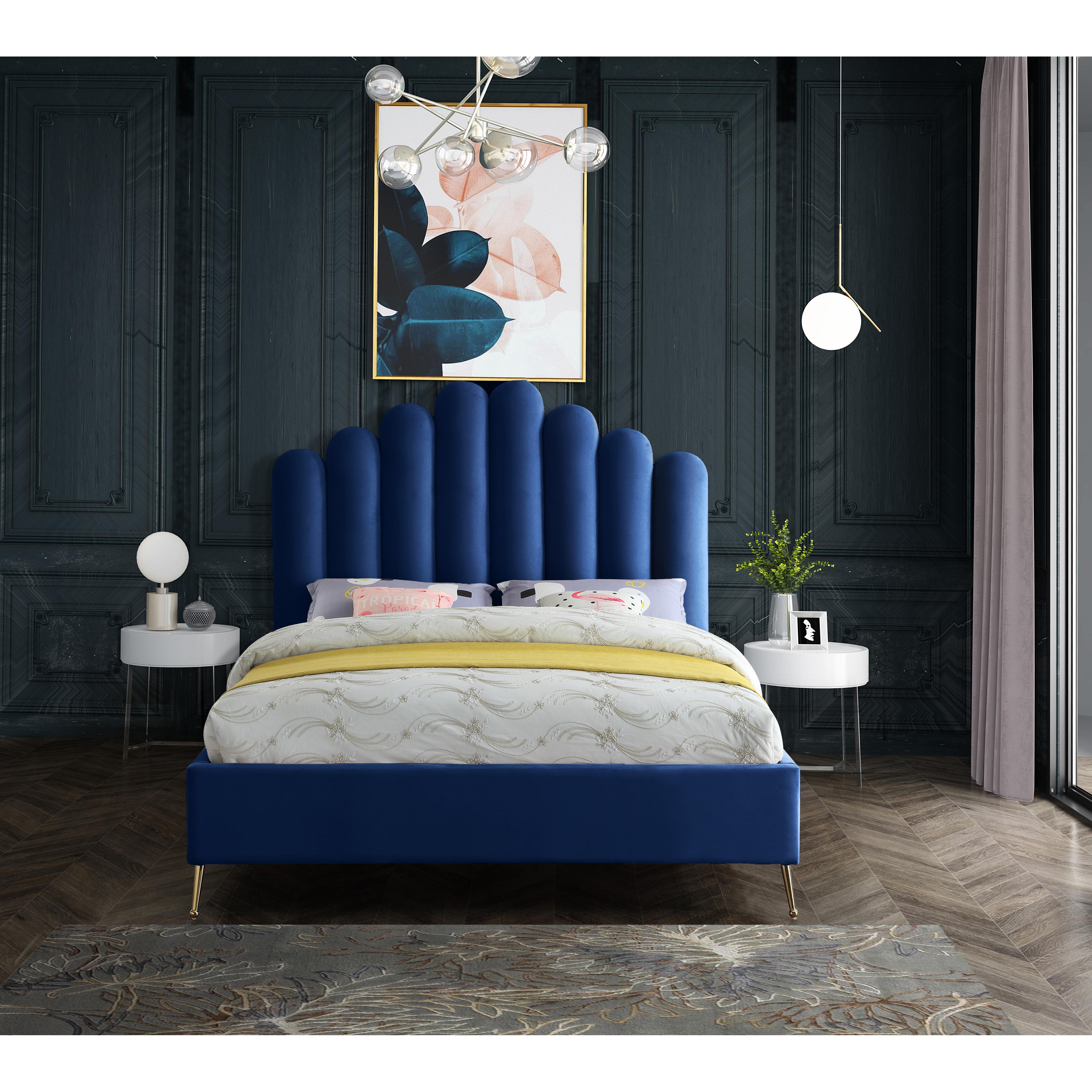 Meridian Lily Navy Velvet Full Bed