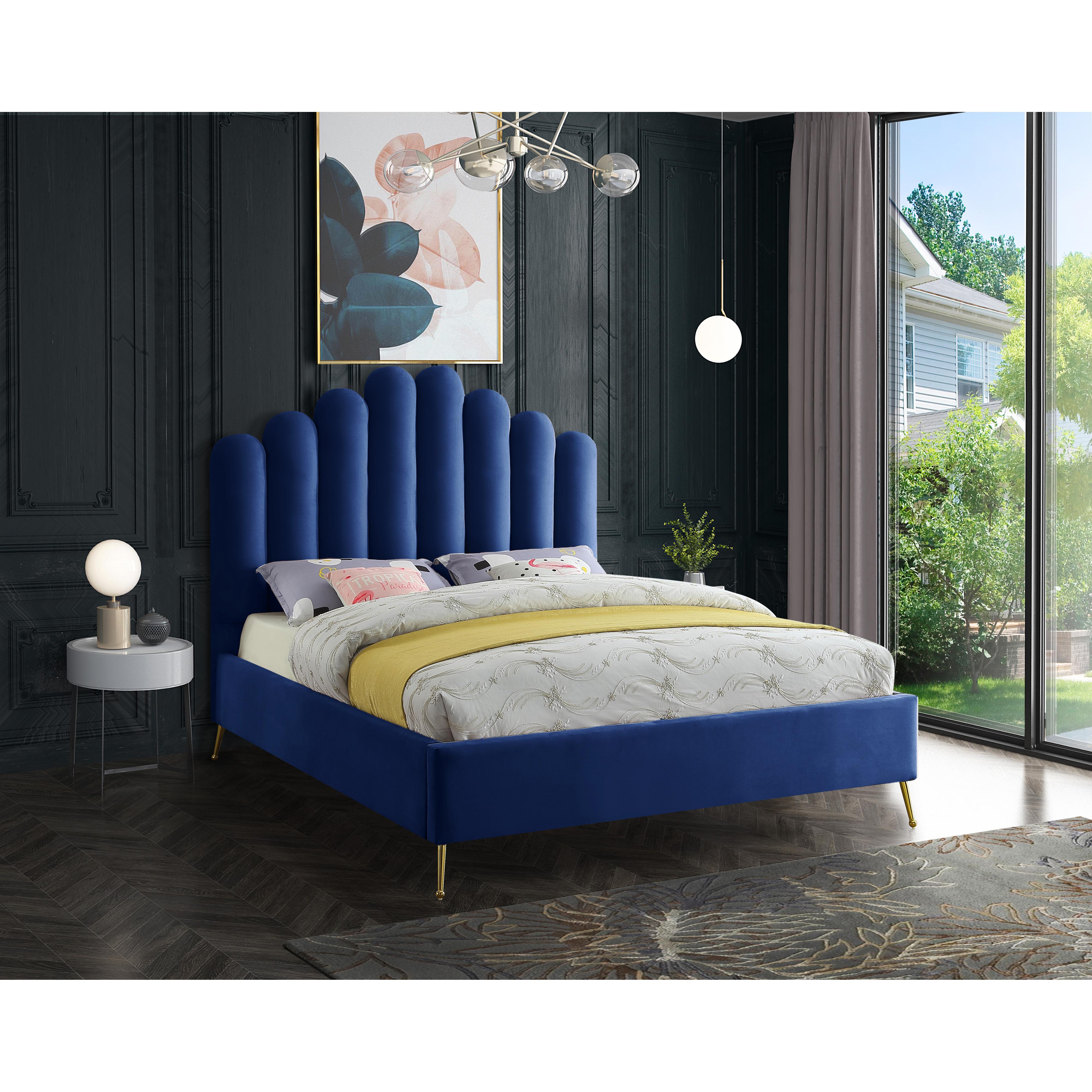 Meridian Lily Navy Velvet King Bed
