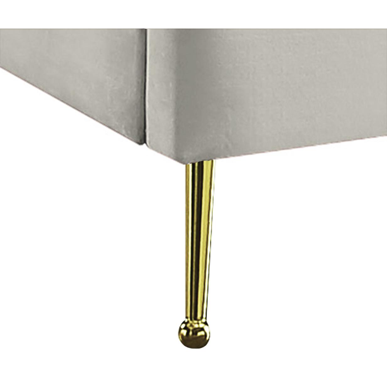 Meridian Lily Cream Velvet Queen Bed