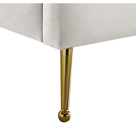 Meridian Lily Cream Velvet Twin Bed
