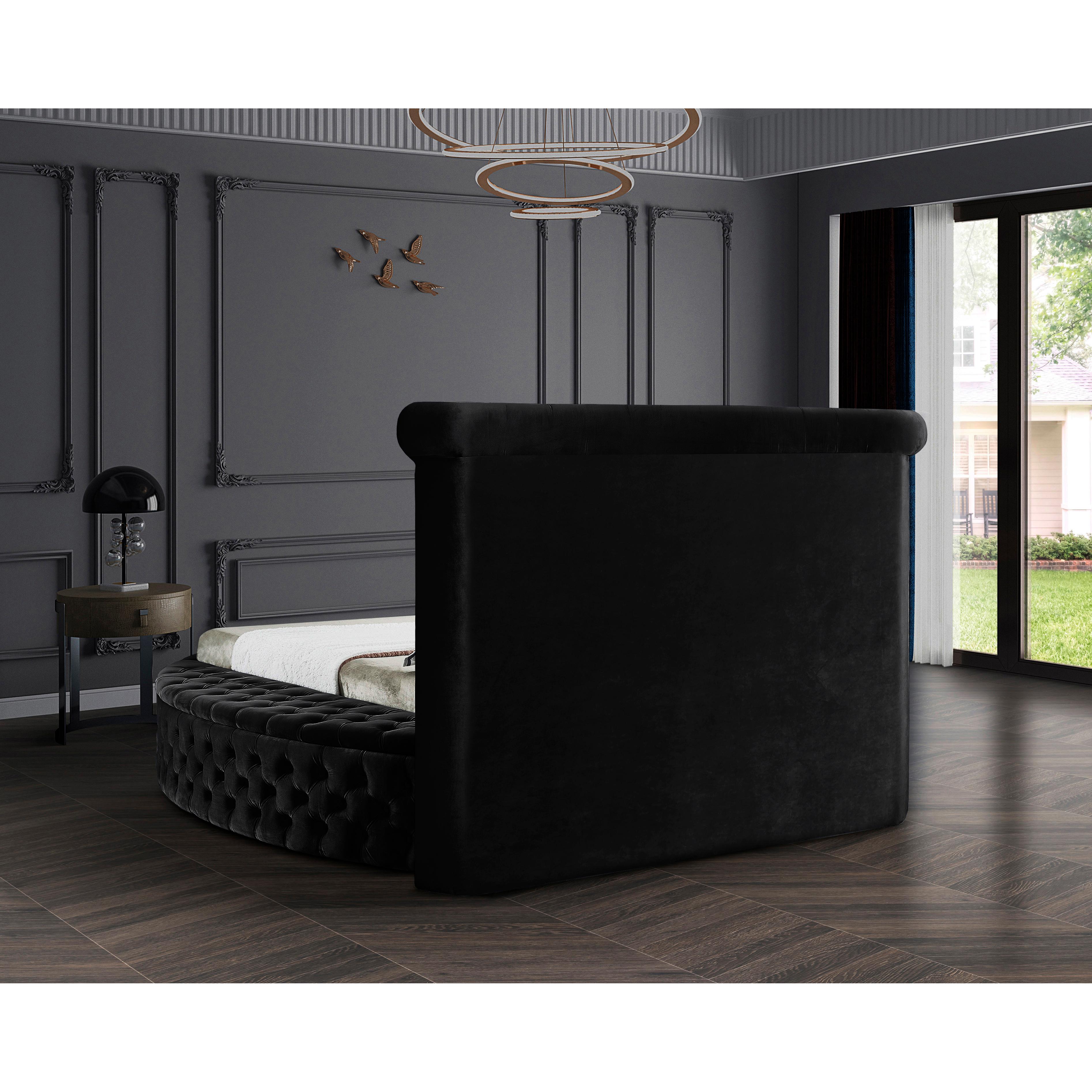 Meridian Luxus Black Velvet Full Bed (3 Boxes)