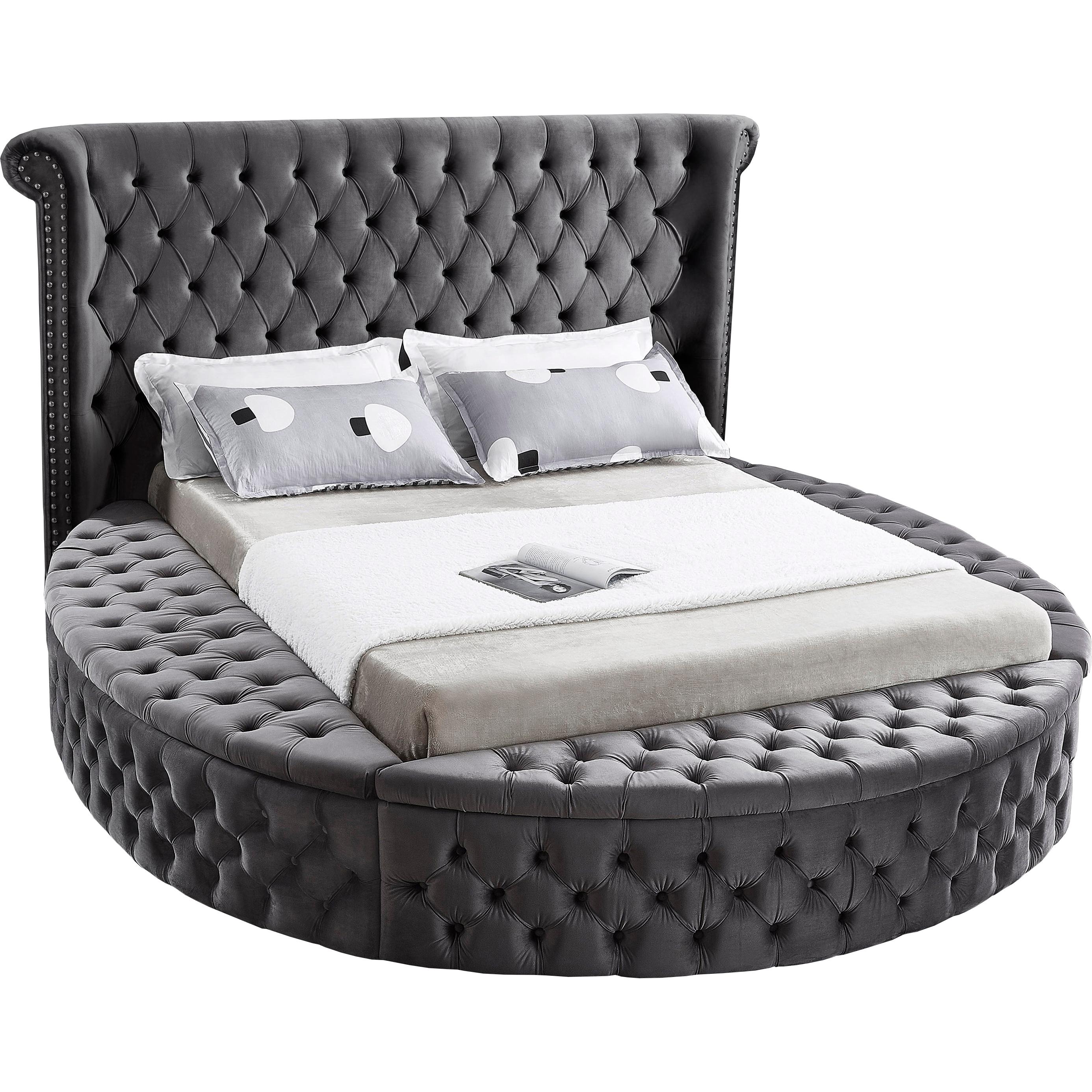 Meridian Luxus Grey Velvet Full Bed (3 Boxes)