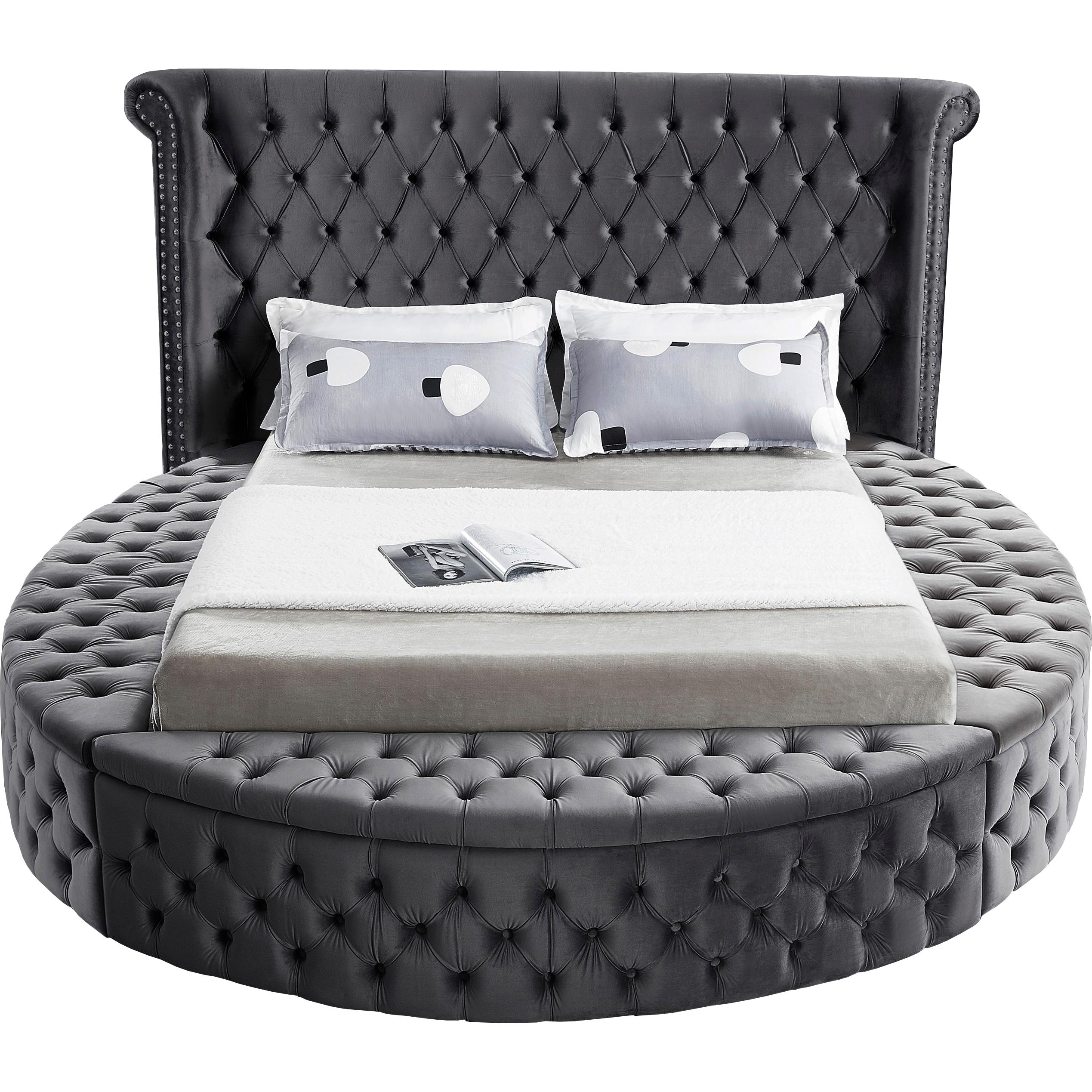 Meridian Luxus Grey Velvet Full Bed (3 Boxes)