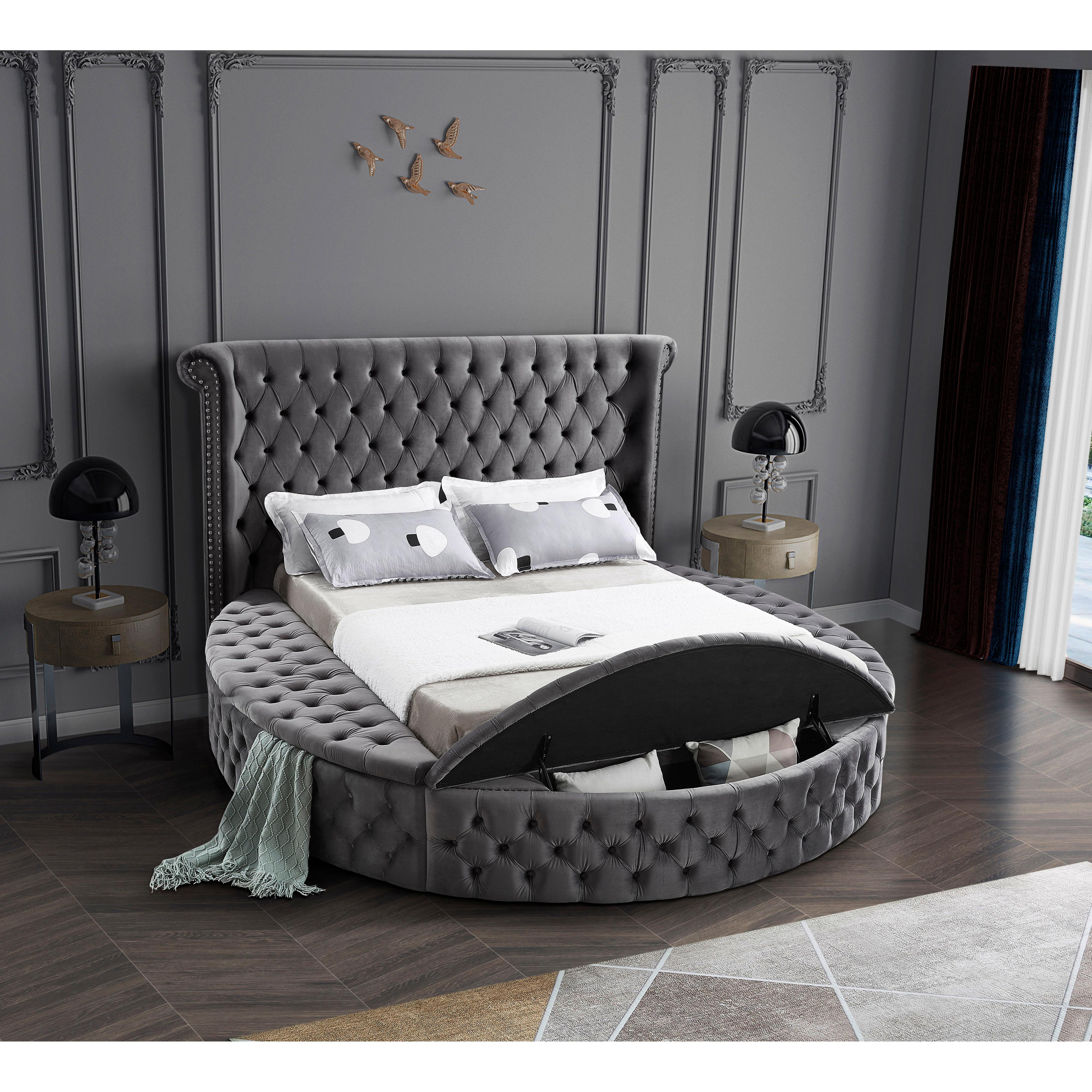 Meridian Luxus Grey Velvet Full Bed (3 Boxes)