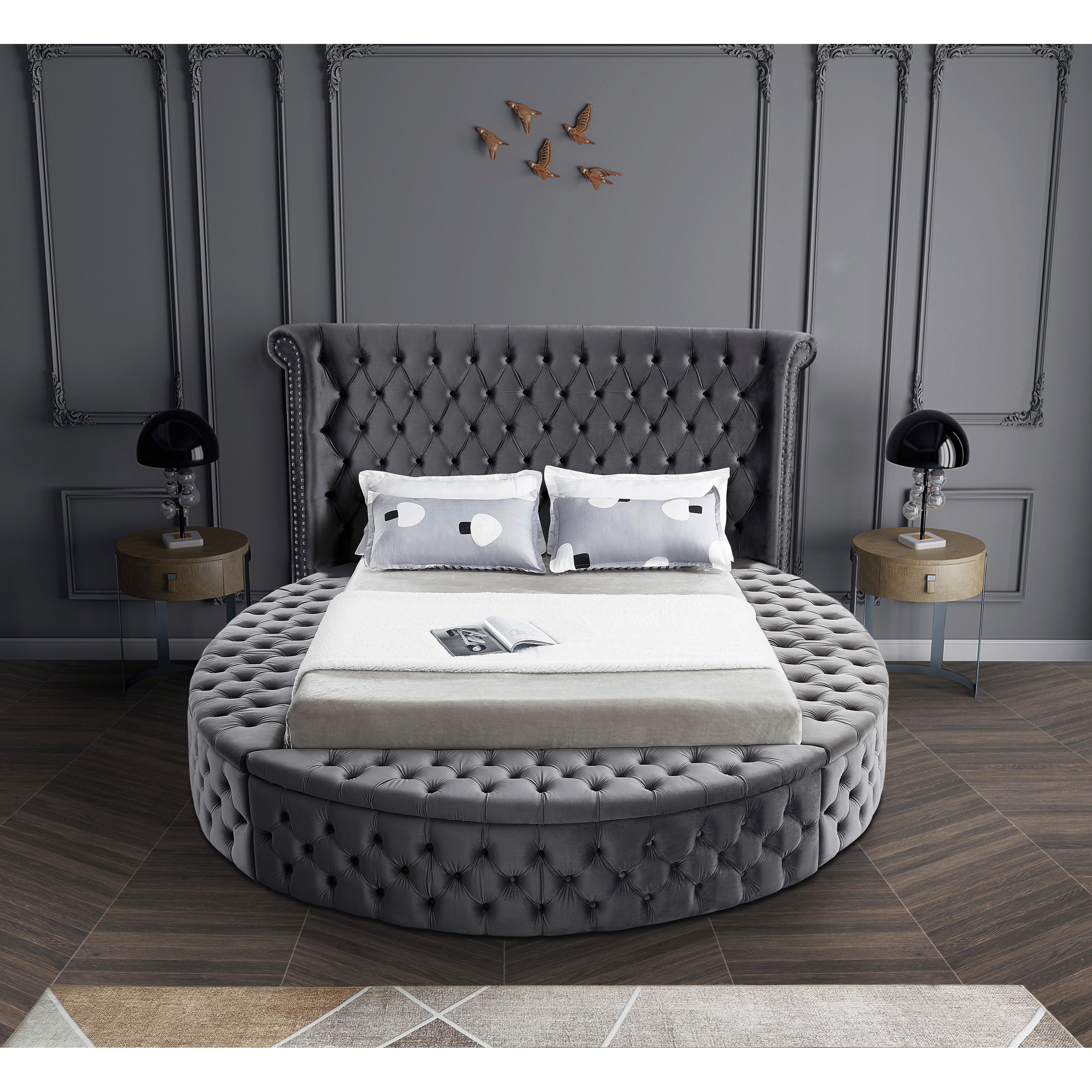 Meridian Luxus Grey Velvet Full Bed (3 Boxes)