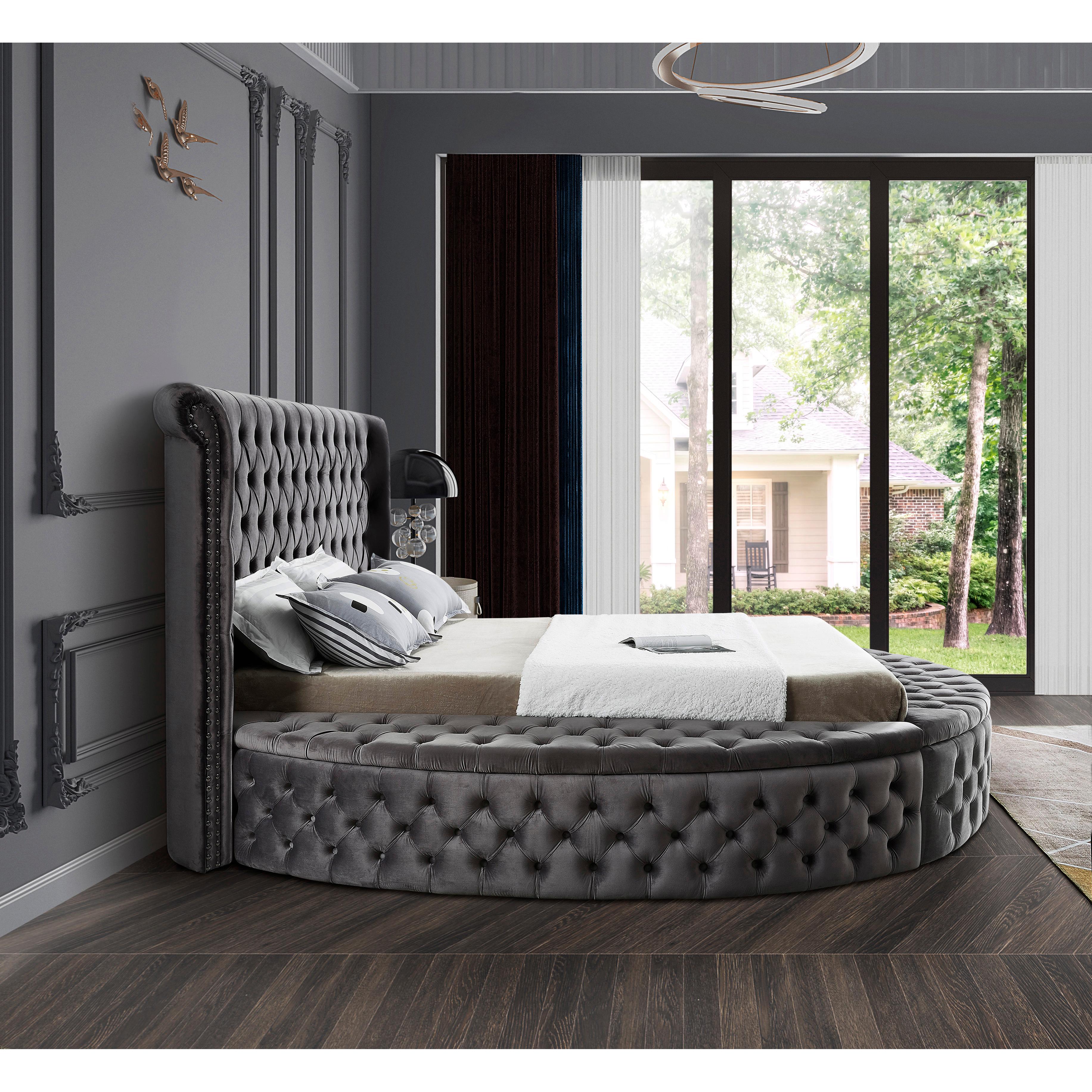 Meridian Luxus Grey Velvet Full Bed (3 Boxes)