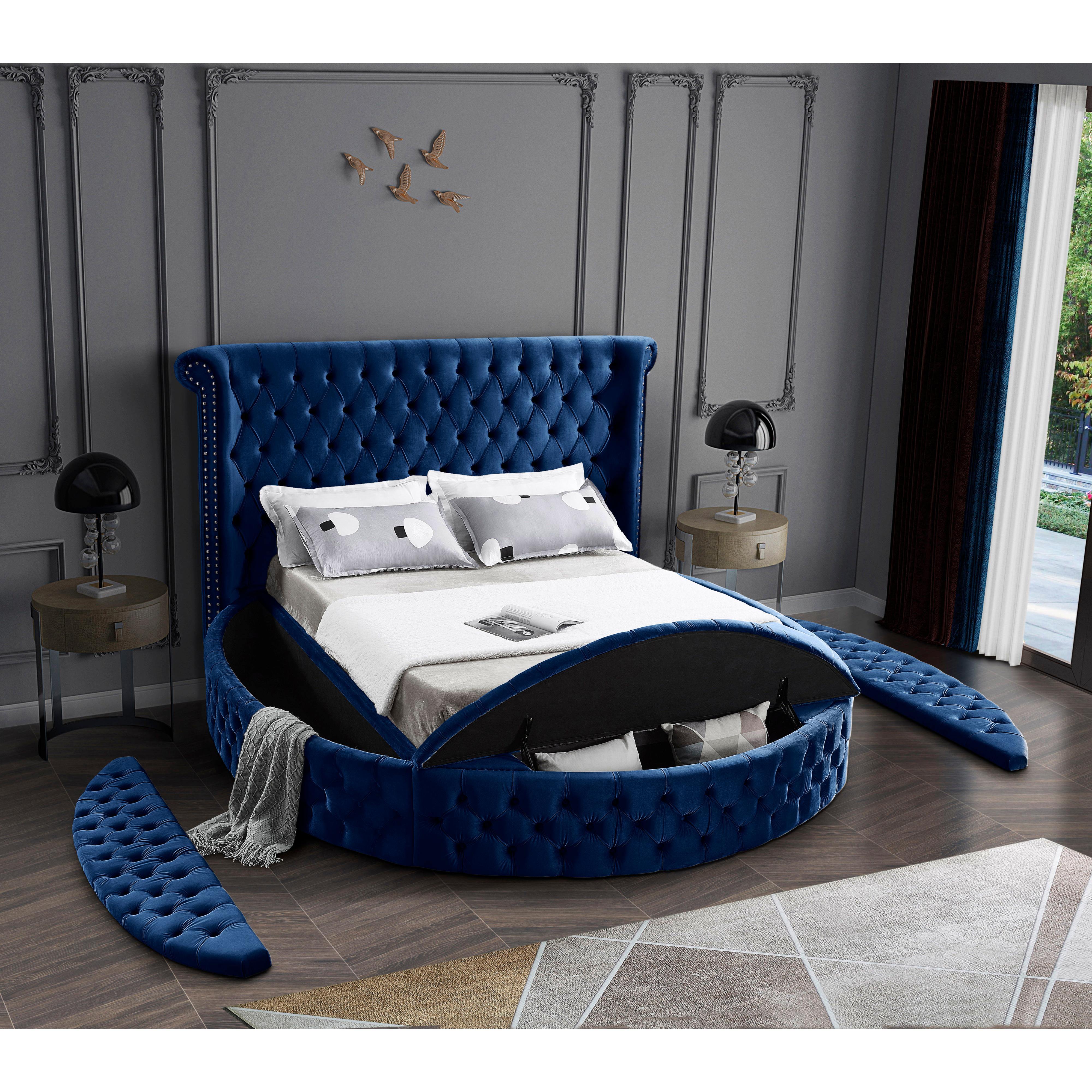 Meridian Luxus Navy Velvet Full Bed (3 Boxes)