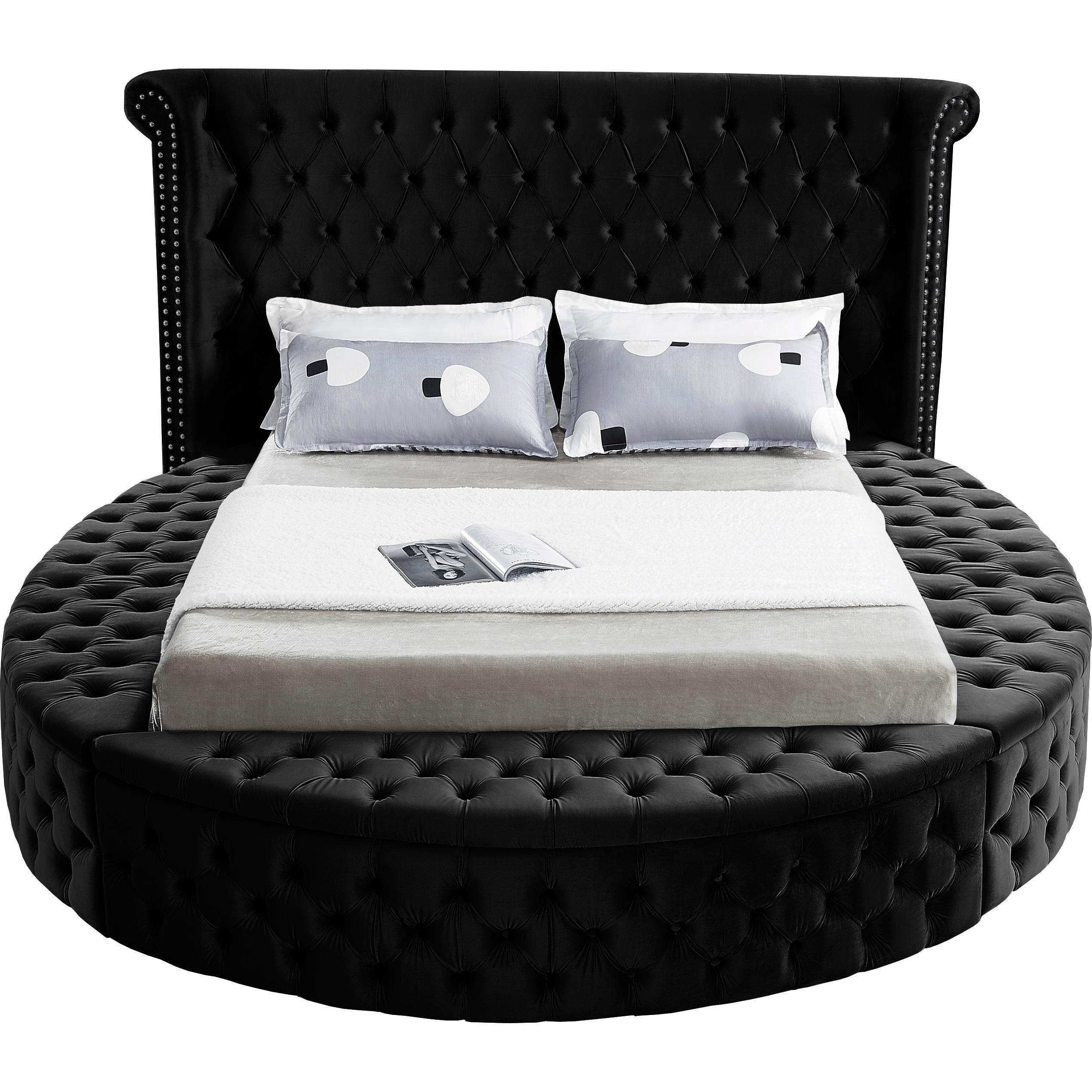 Meridian Luxus Black Velvet King Bed (3 Boxes)