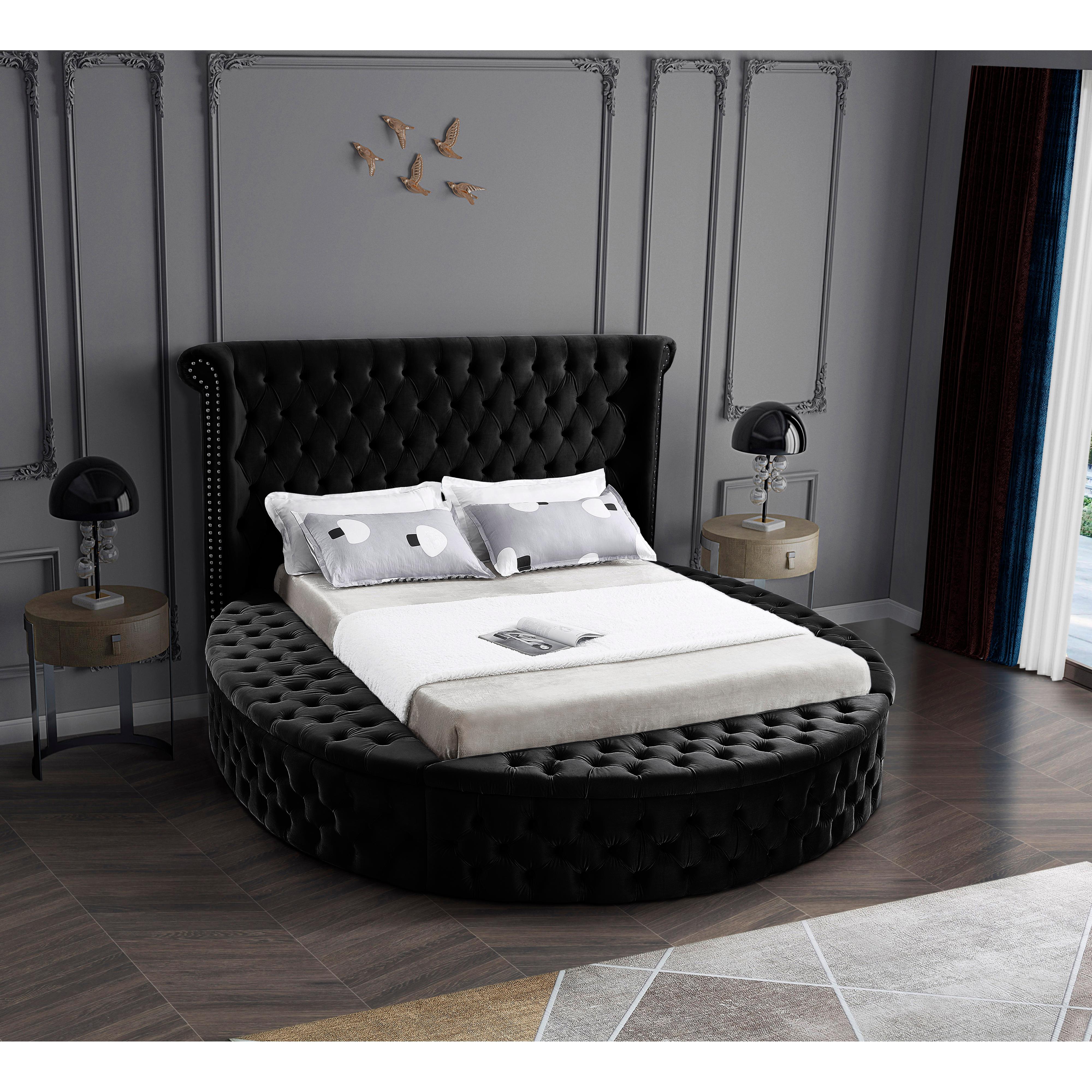 Meridian Luxus Black Velvet King Bed (3 Boxes)
