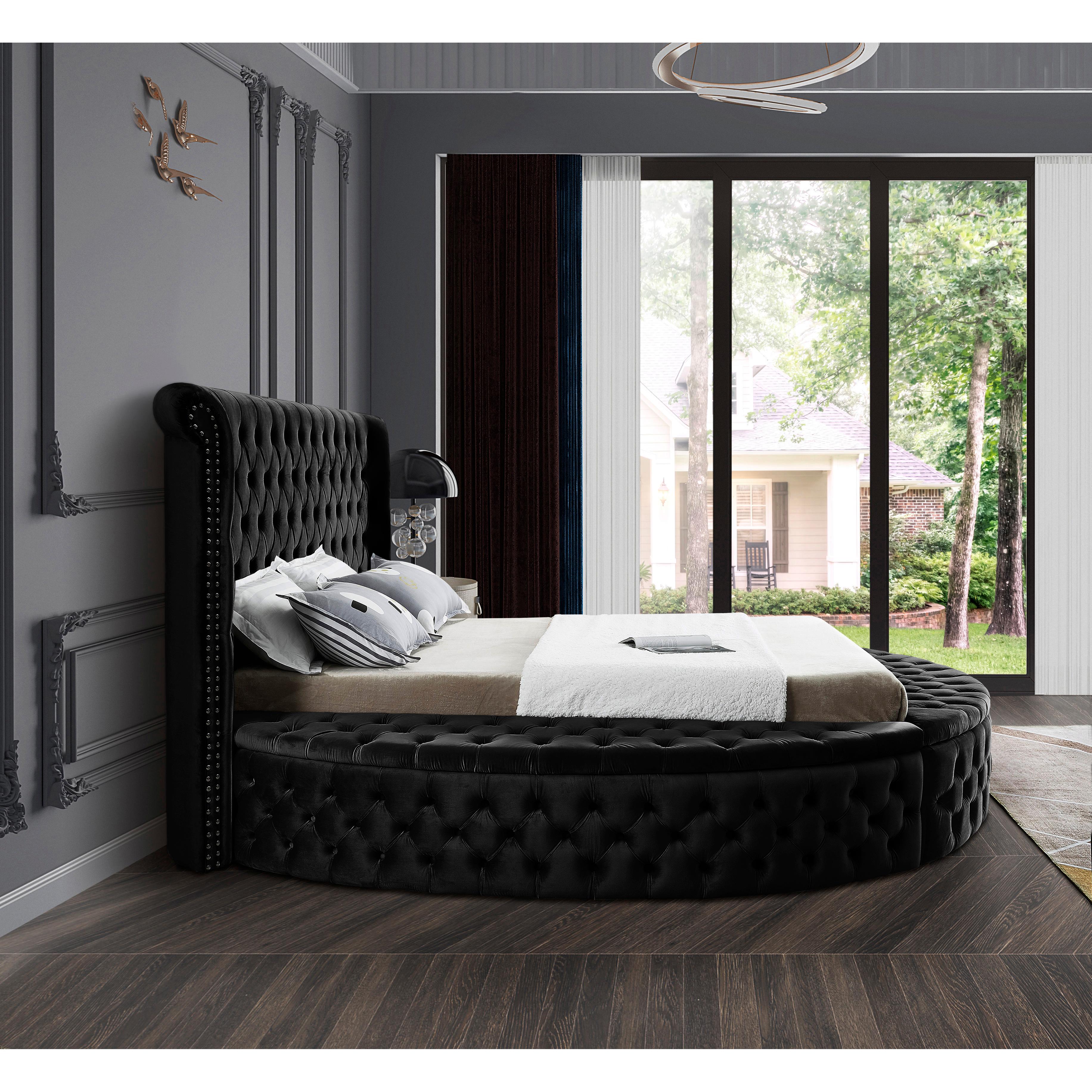 Meridian Luxus Black Velvet King Bed (3 Boxes)
