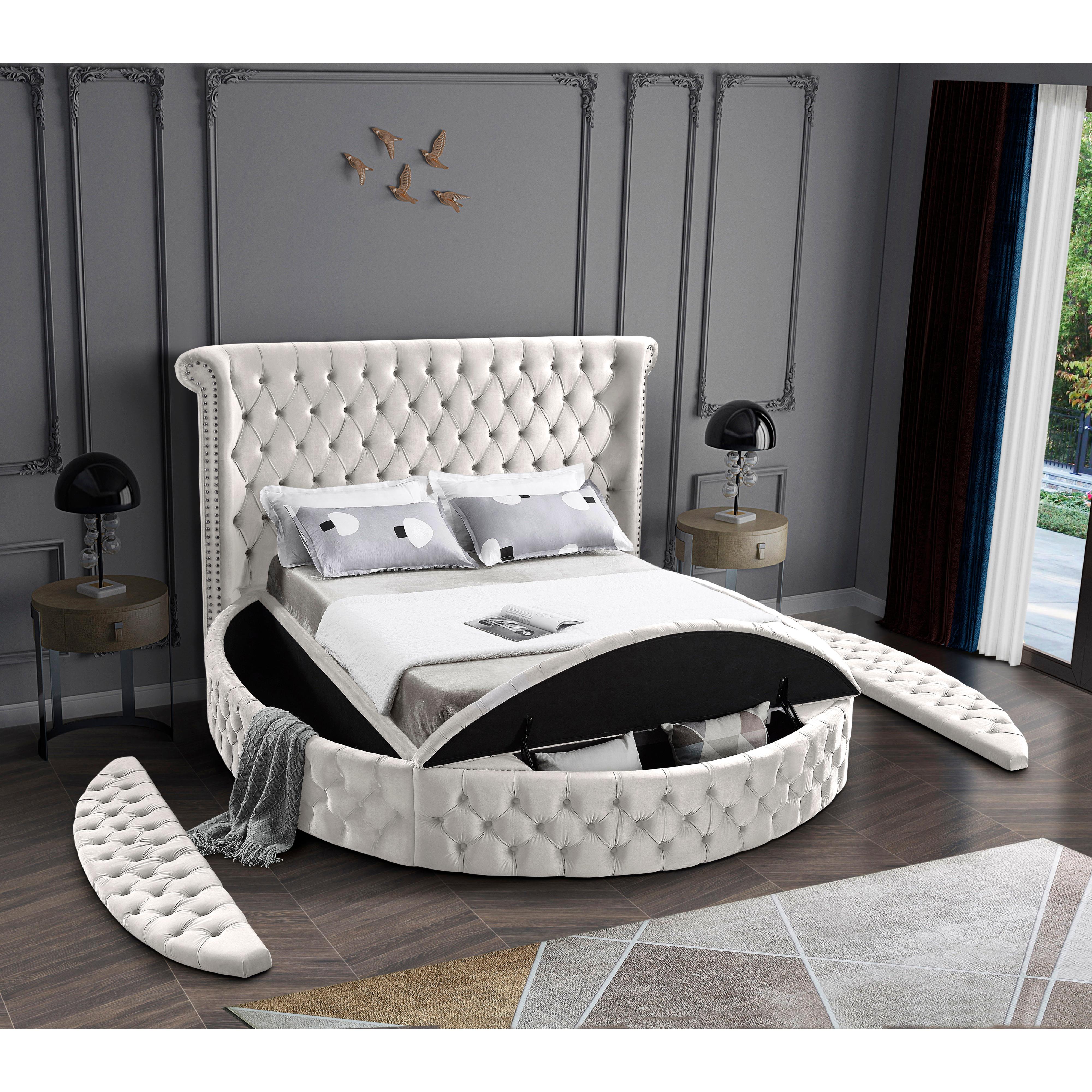 Meridian Luxus Cream Velvet King Bed (3 Boxes)