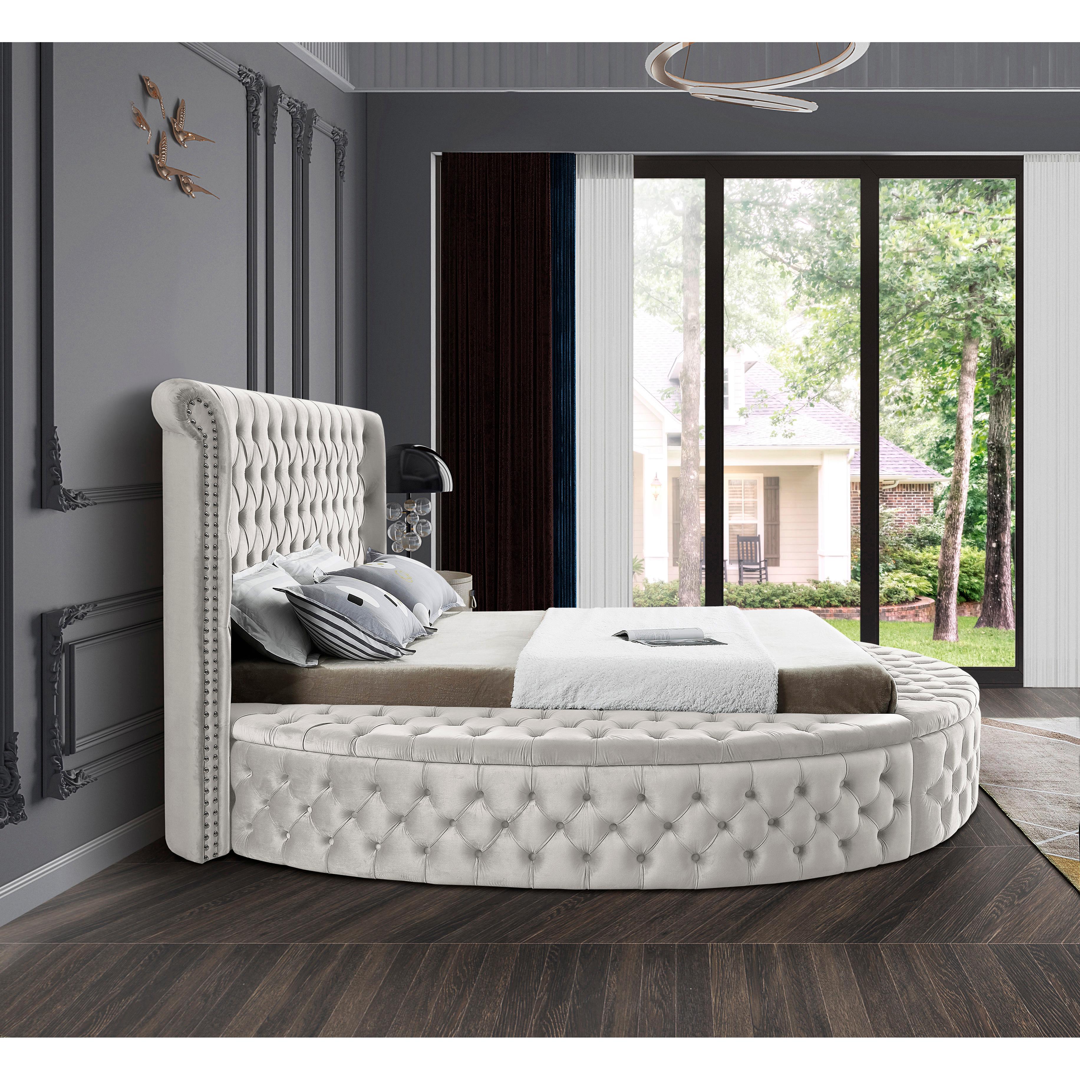 Meridian Luxus Cream Velvet King Bed (3 Boxes)