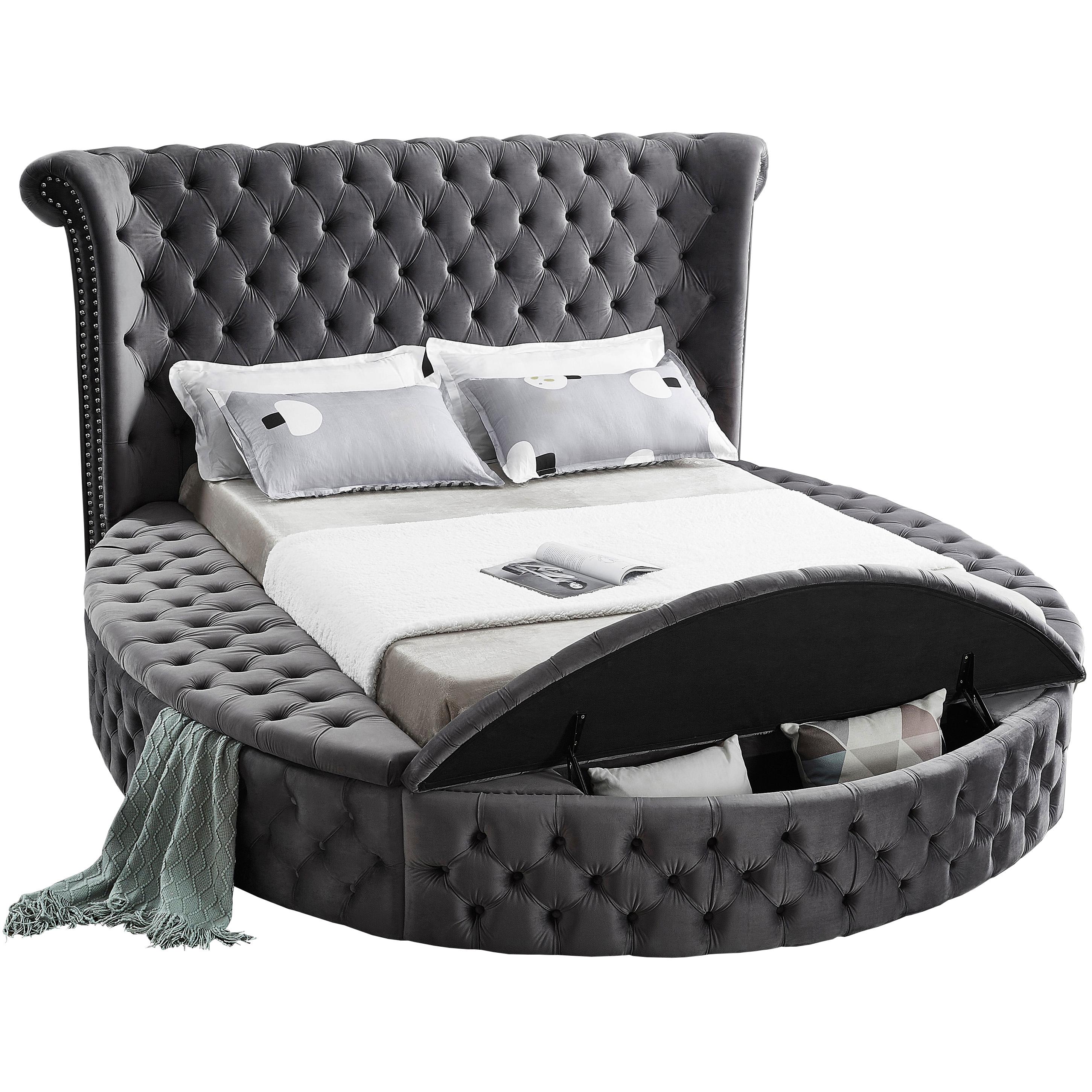Meridian Luxus Grey Velvet King Bed (3 Boxes)