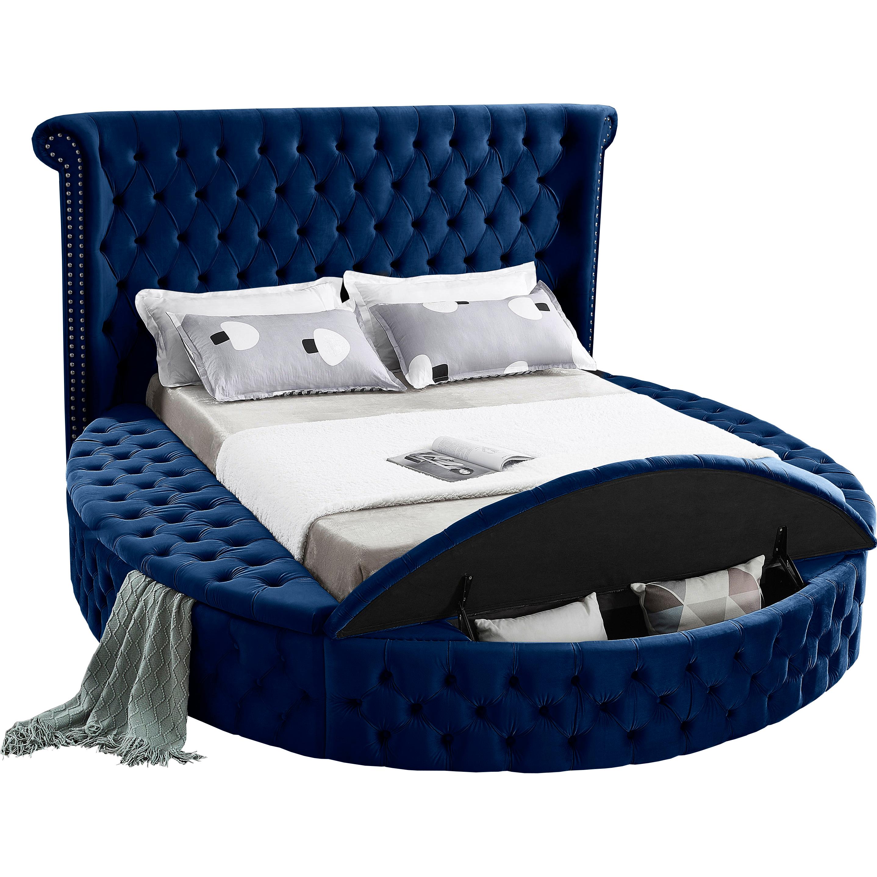 Meridian Luxus Navy Velvet King Bed (3 Boxes)