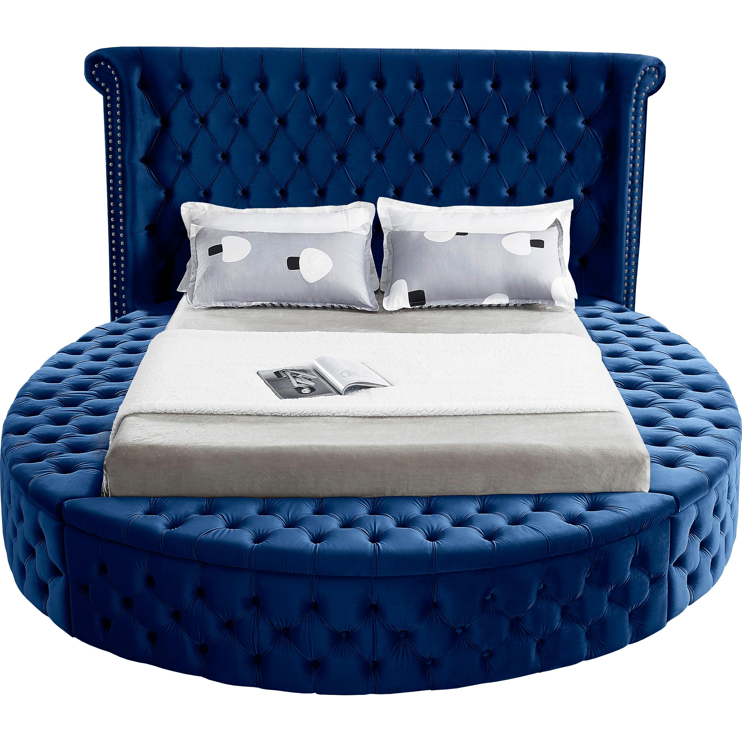 Meridian Luxus Navy Velvet King Bed (3 Boxes)