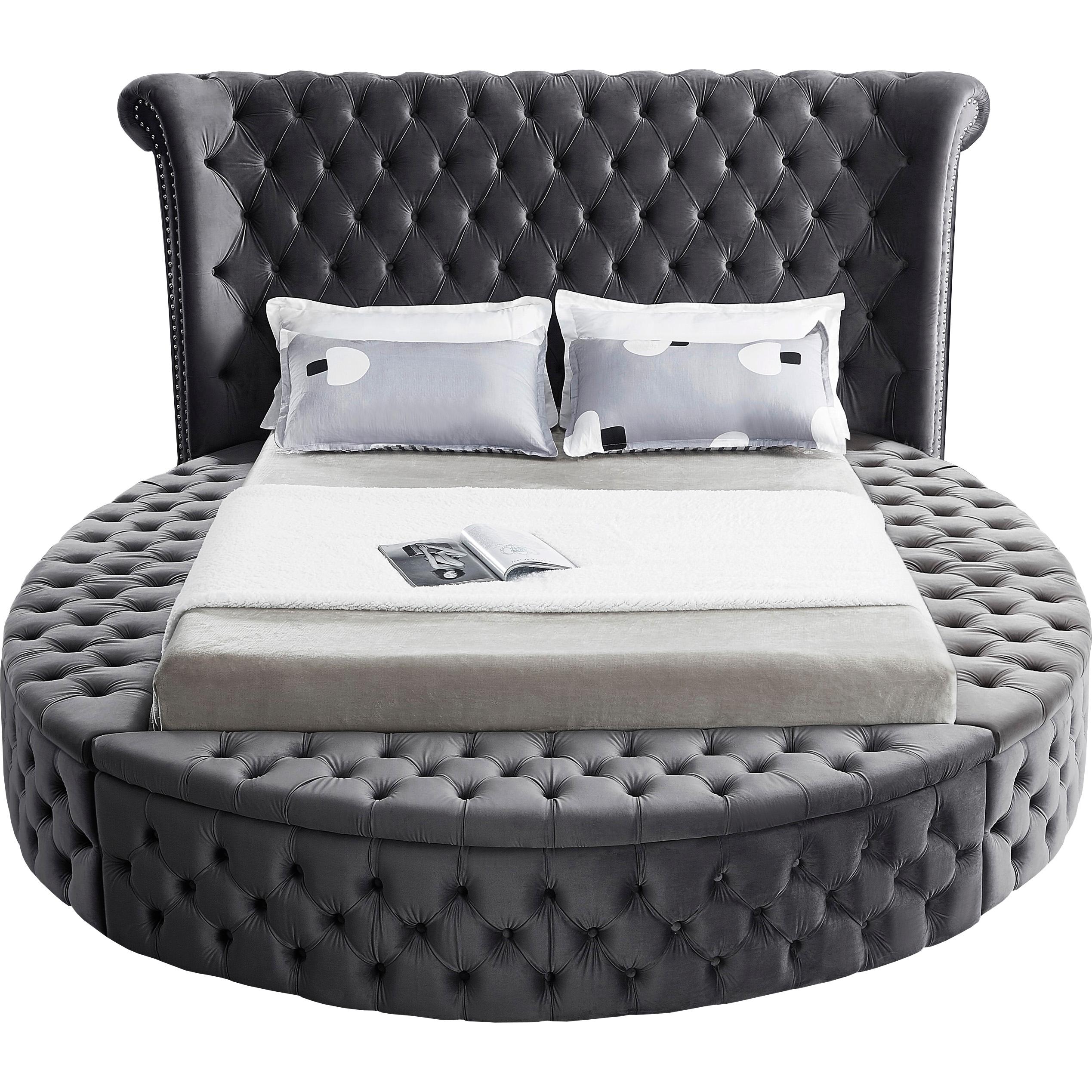 Meridian Luxus Grey Velvet Queen Bed (3 Boxes)