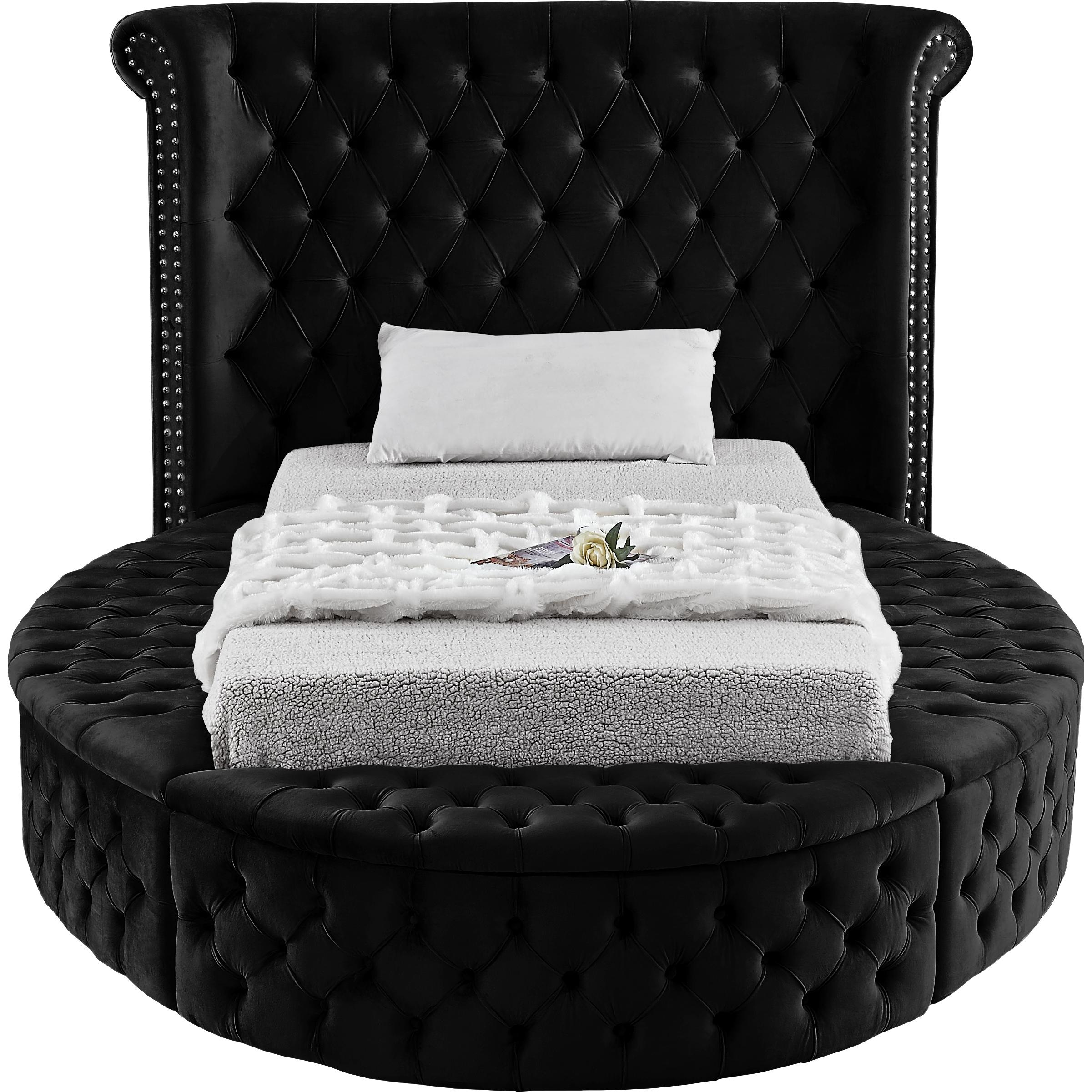 Meridian Luxus Black Velvet Twin Bed (3 Boxes)