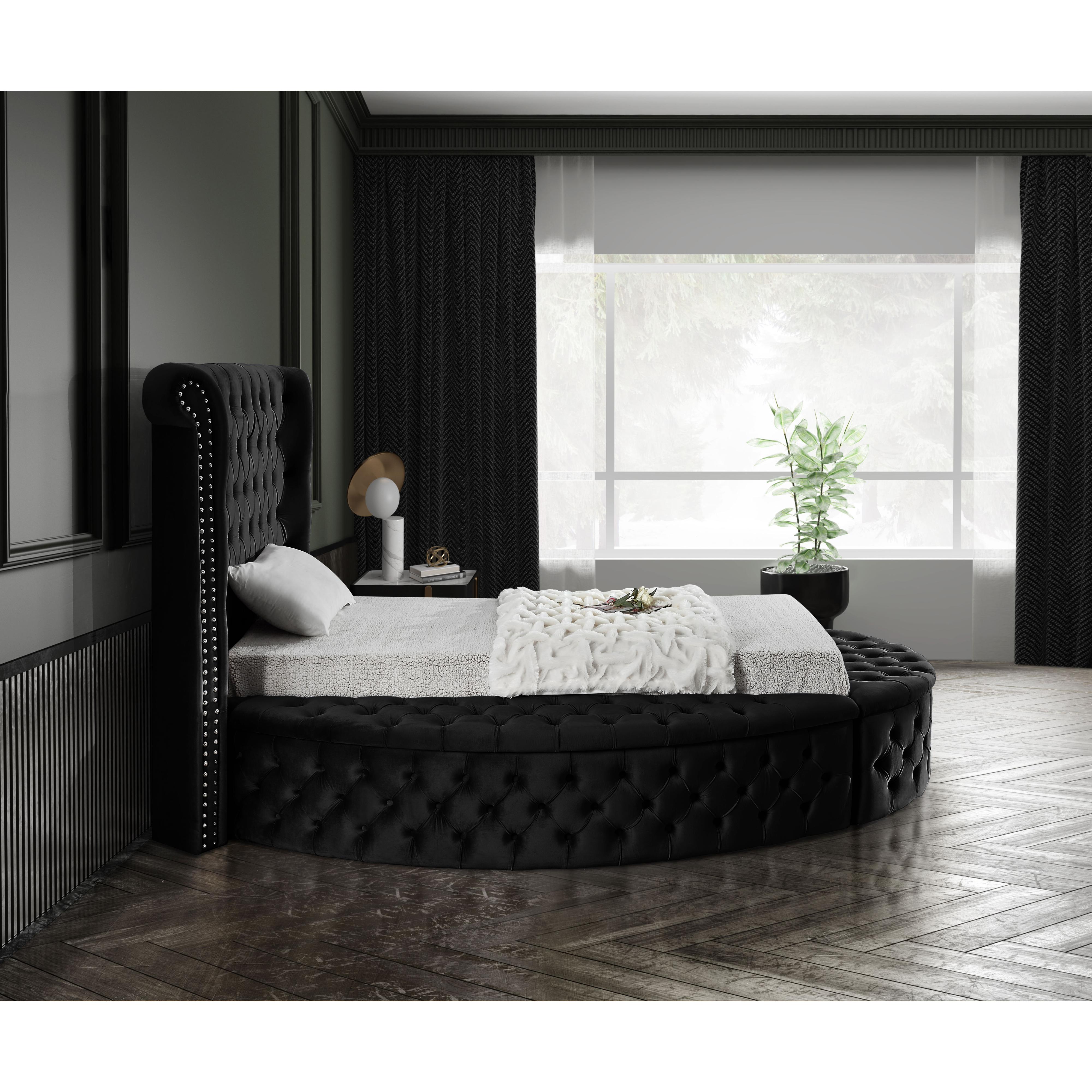 Meridian Luxus Black Velvet Twin Bed (3 Boxes)