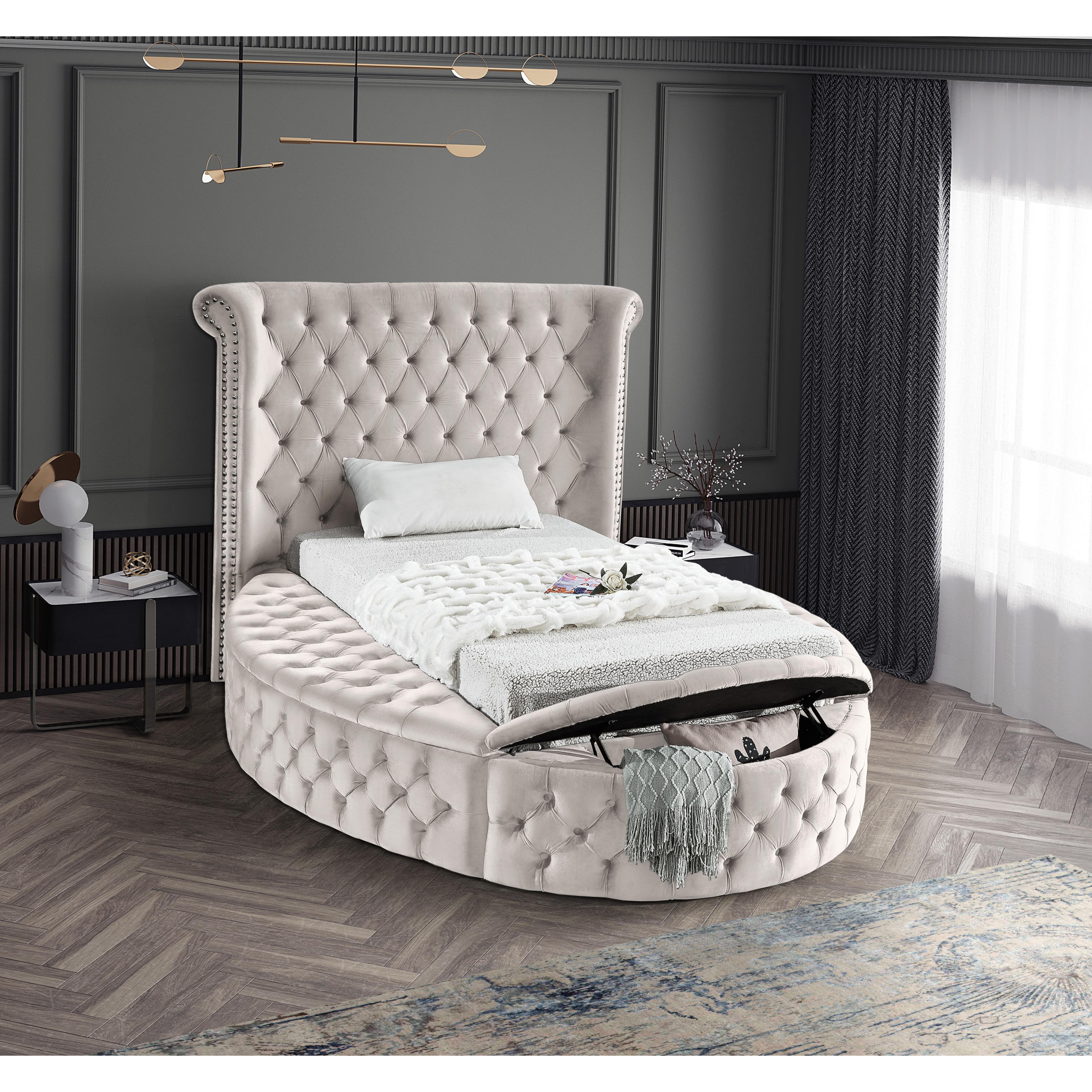 Meridian Luxus Cream Velvet Twin Bed (3 Boxes)