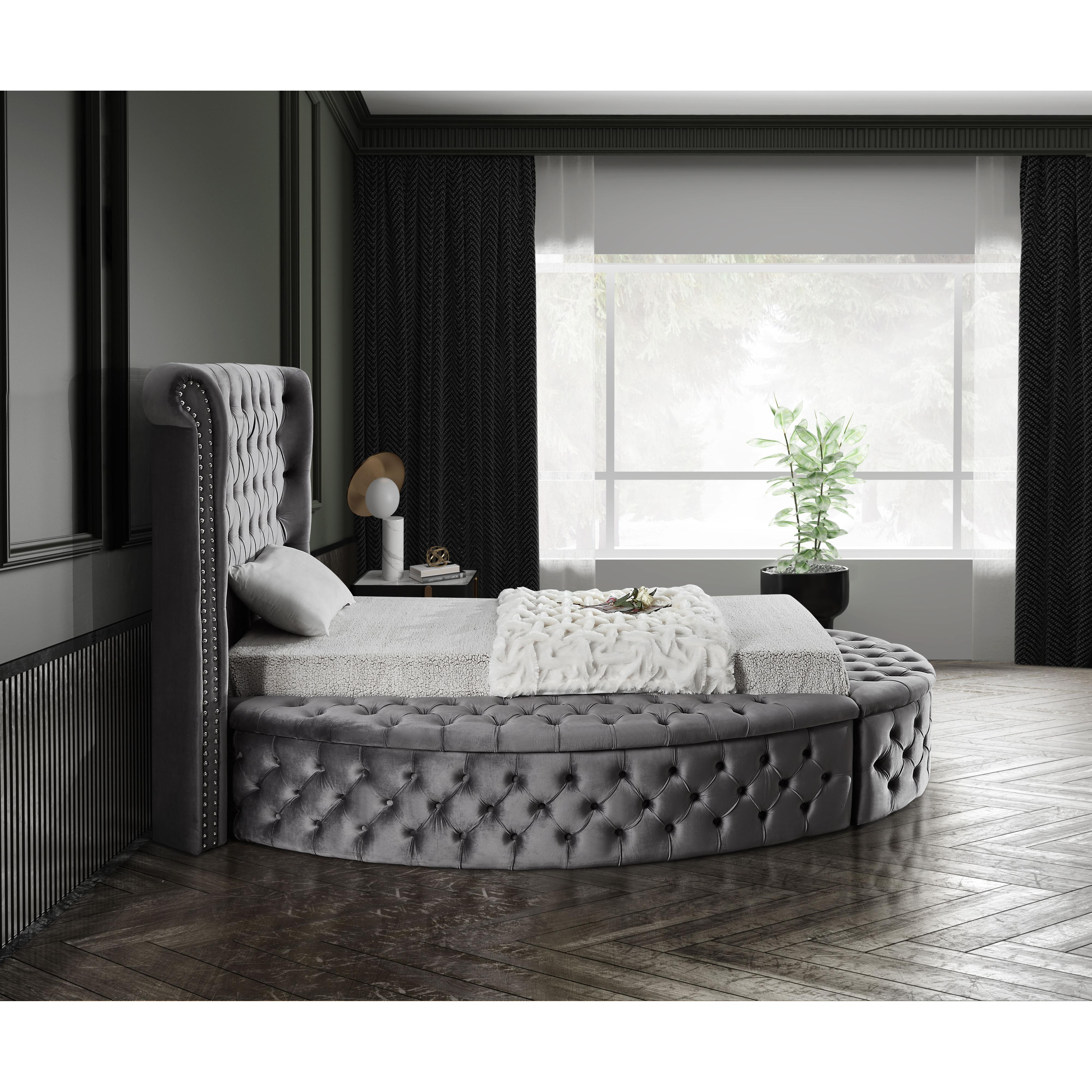 Meridian Luxus Grey Velvet Twin Bed (3 Boxes)