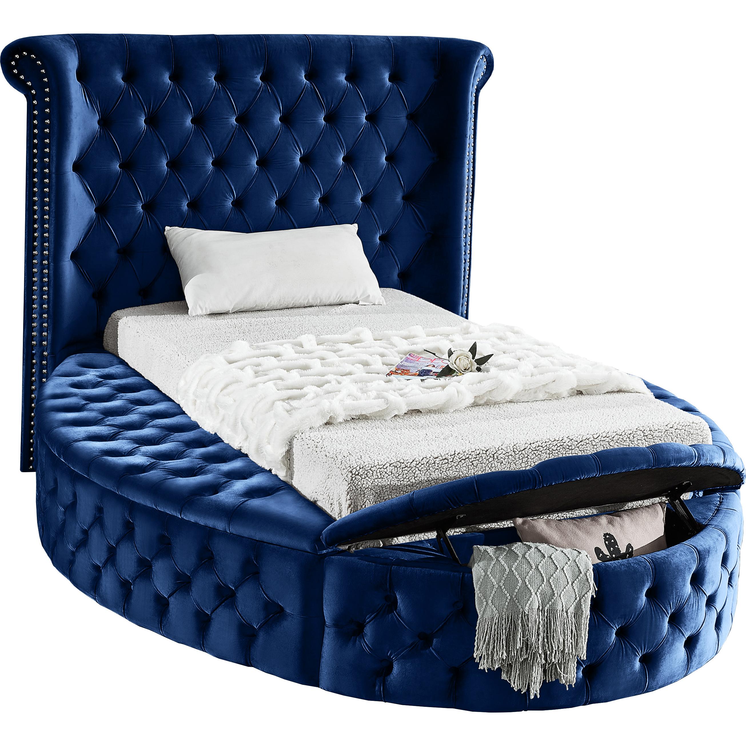Meridian Luxus Navy Velvet Twin Bed (3 Boxes)