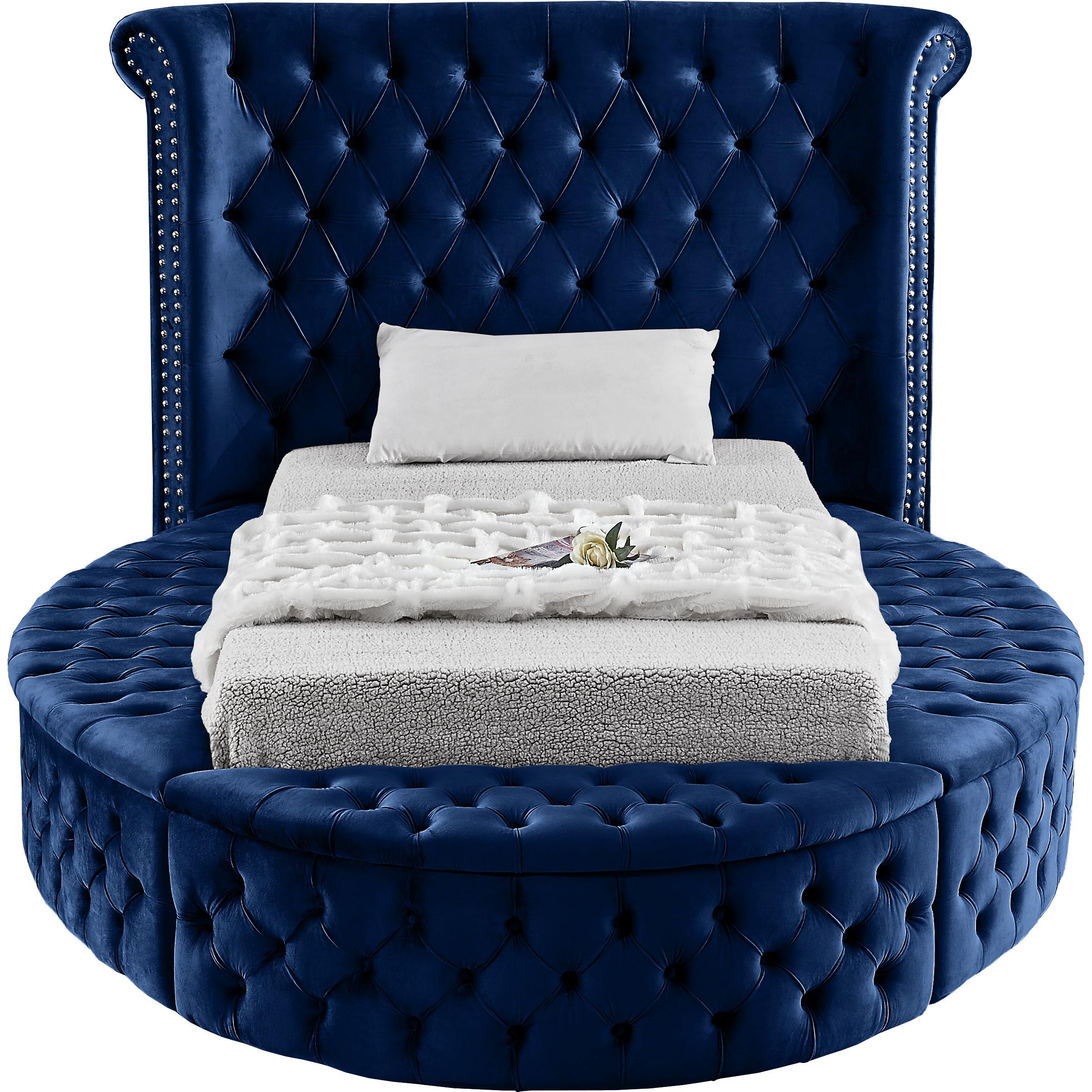 Meridian Luxus Navy Velvet Twin Bed (3 Boxes)