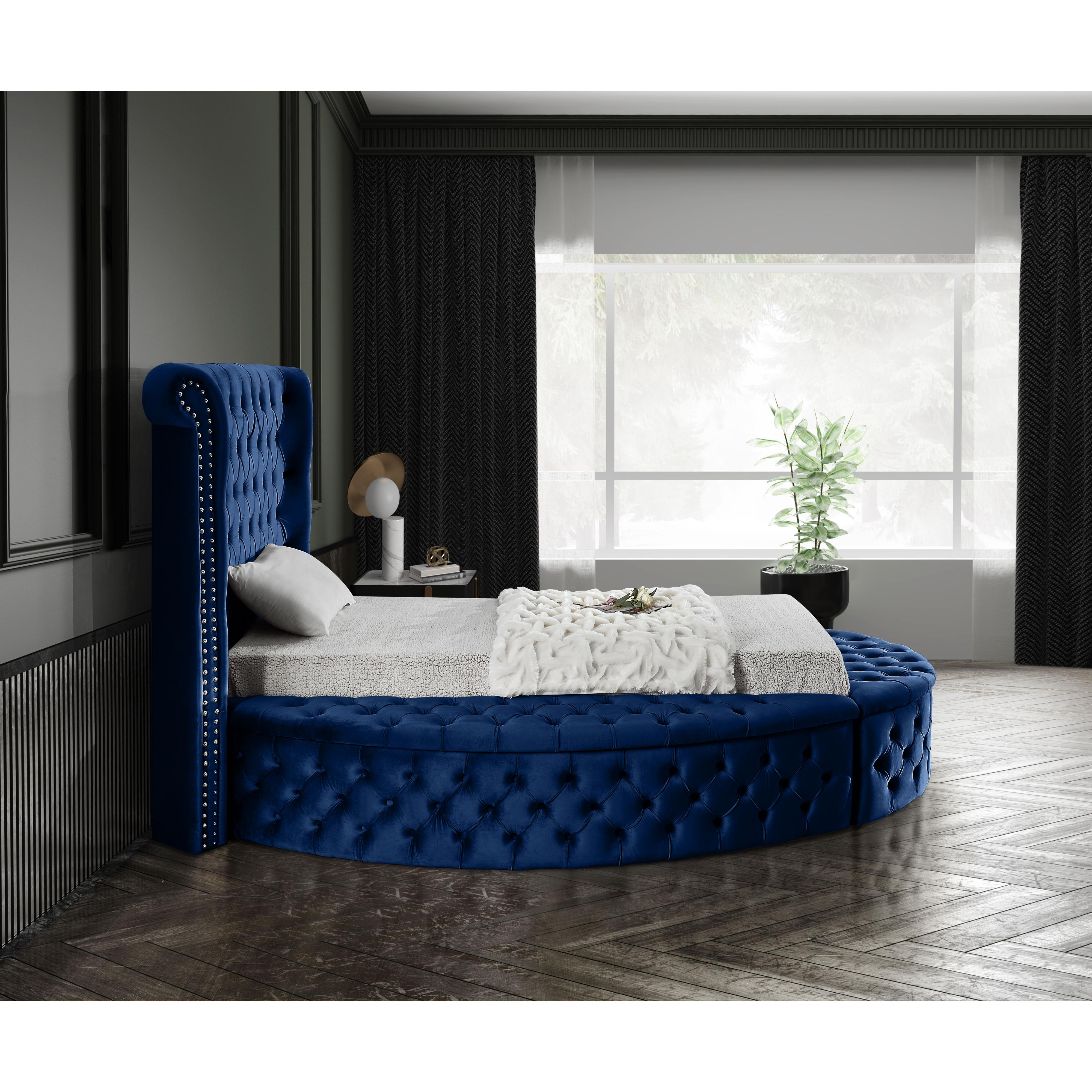 Meridian Luxus Navy Velvet Twin Bed (3 Boxes)