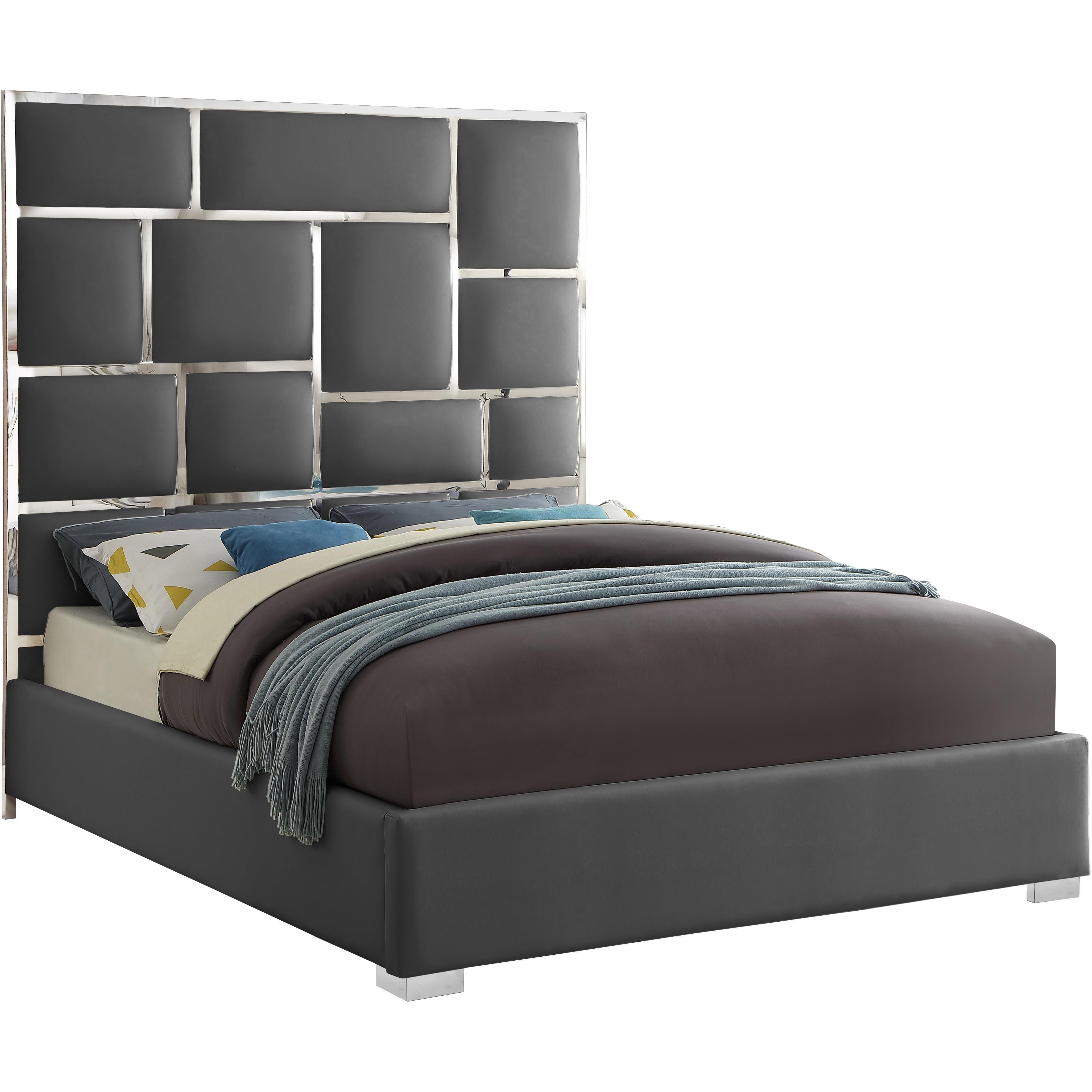 Meridian Milan Grey Vegan Leather King Bed