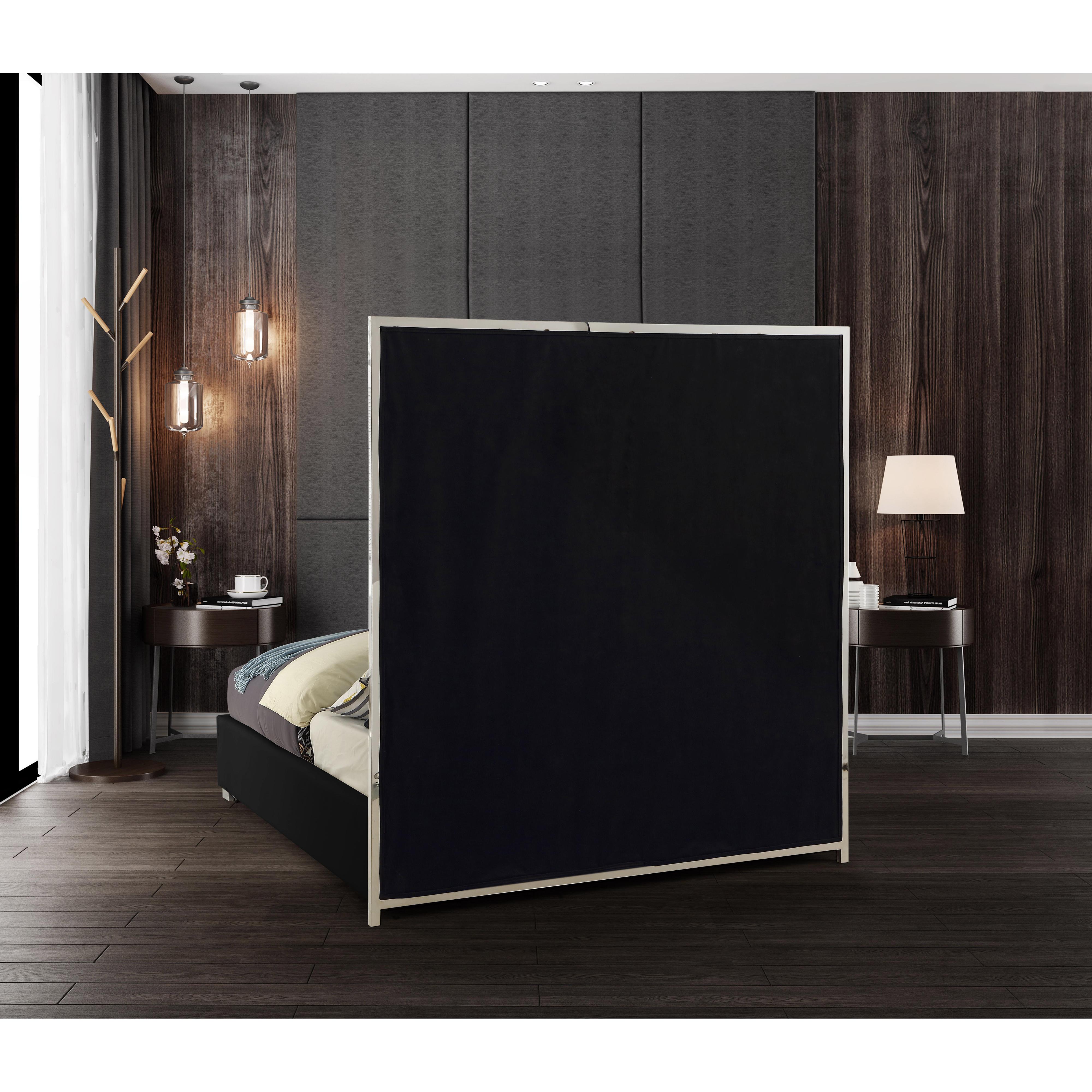 Meridian Milan Black Vegan Leather Queen Bed