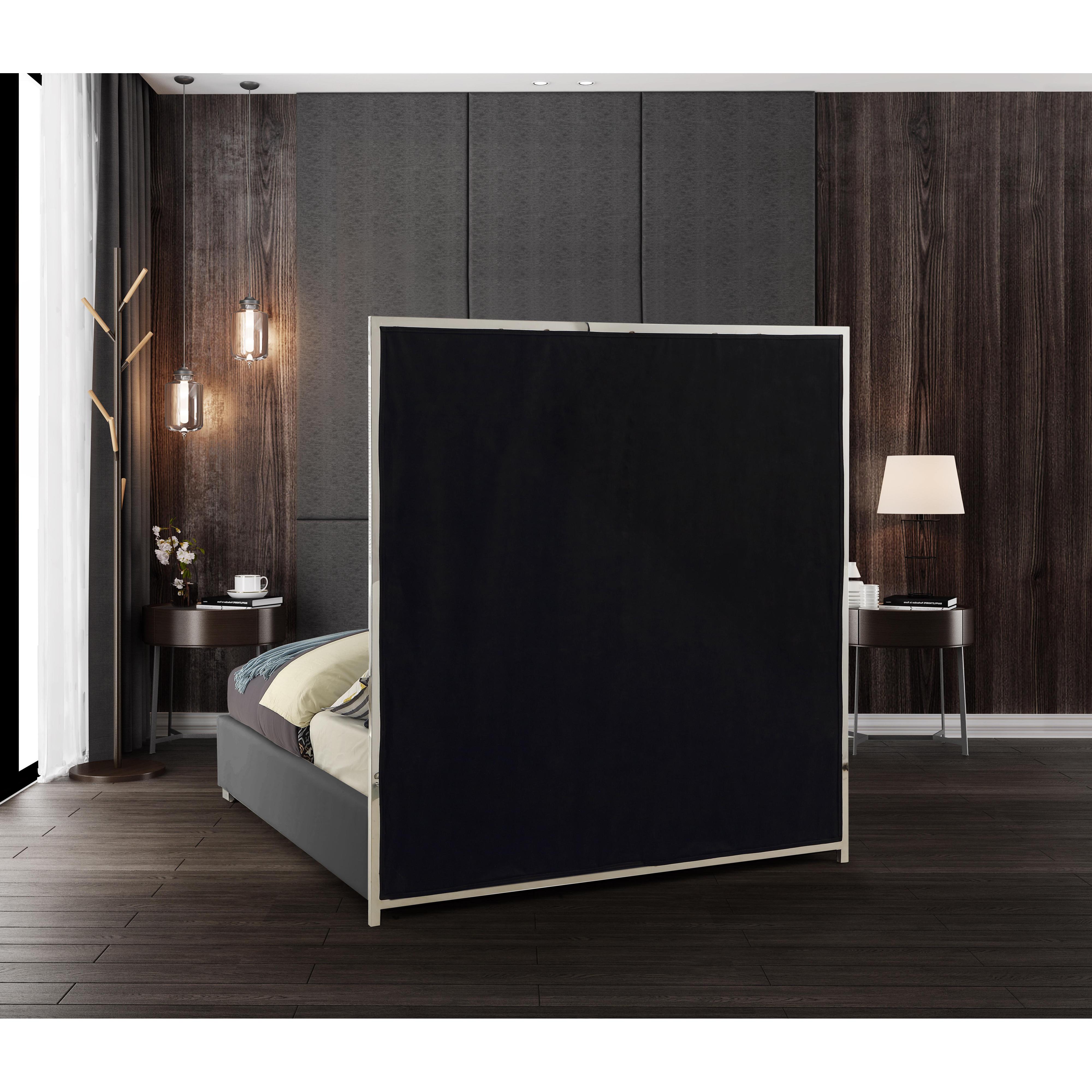 Meridian Milan Grey Vegan Leather Queen Bed