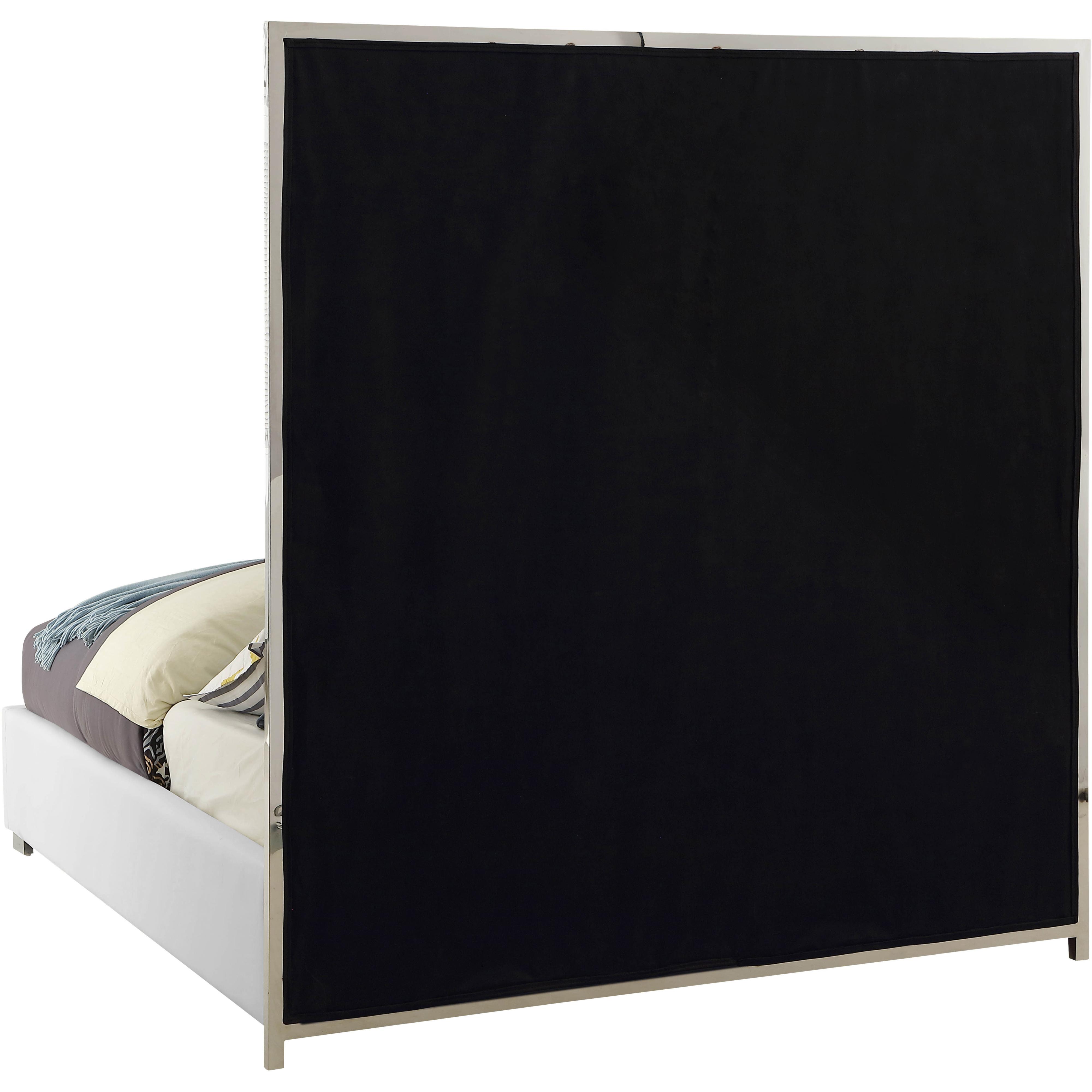 Meridian Milan White Vegan Leather Queen Bed