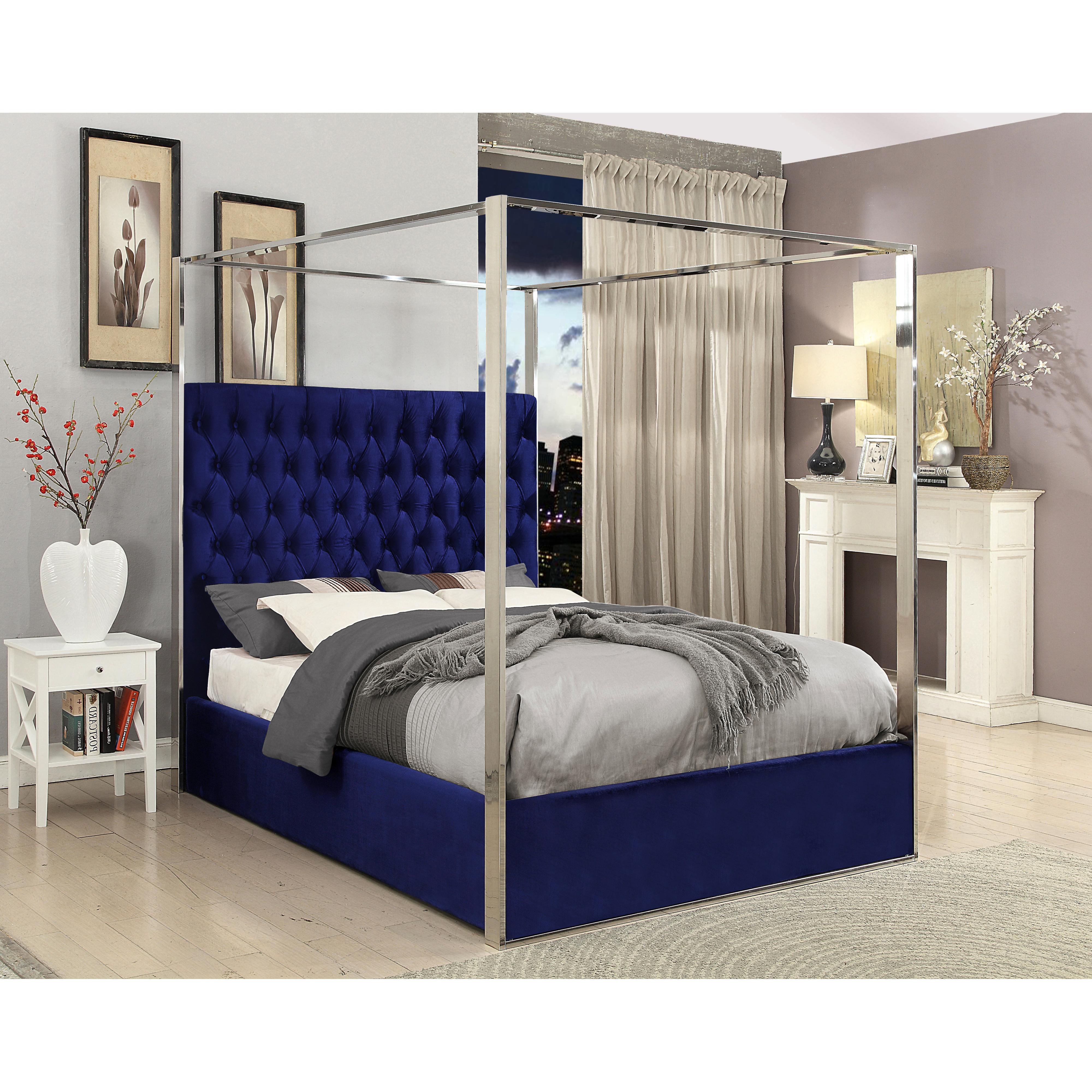 Meridian Porter Navy Velvet King Bed