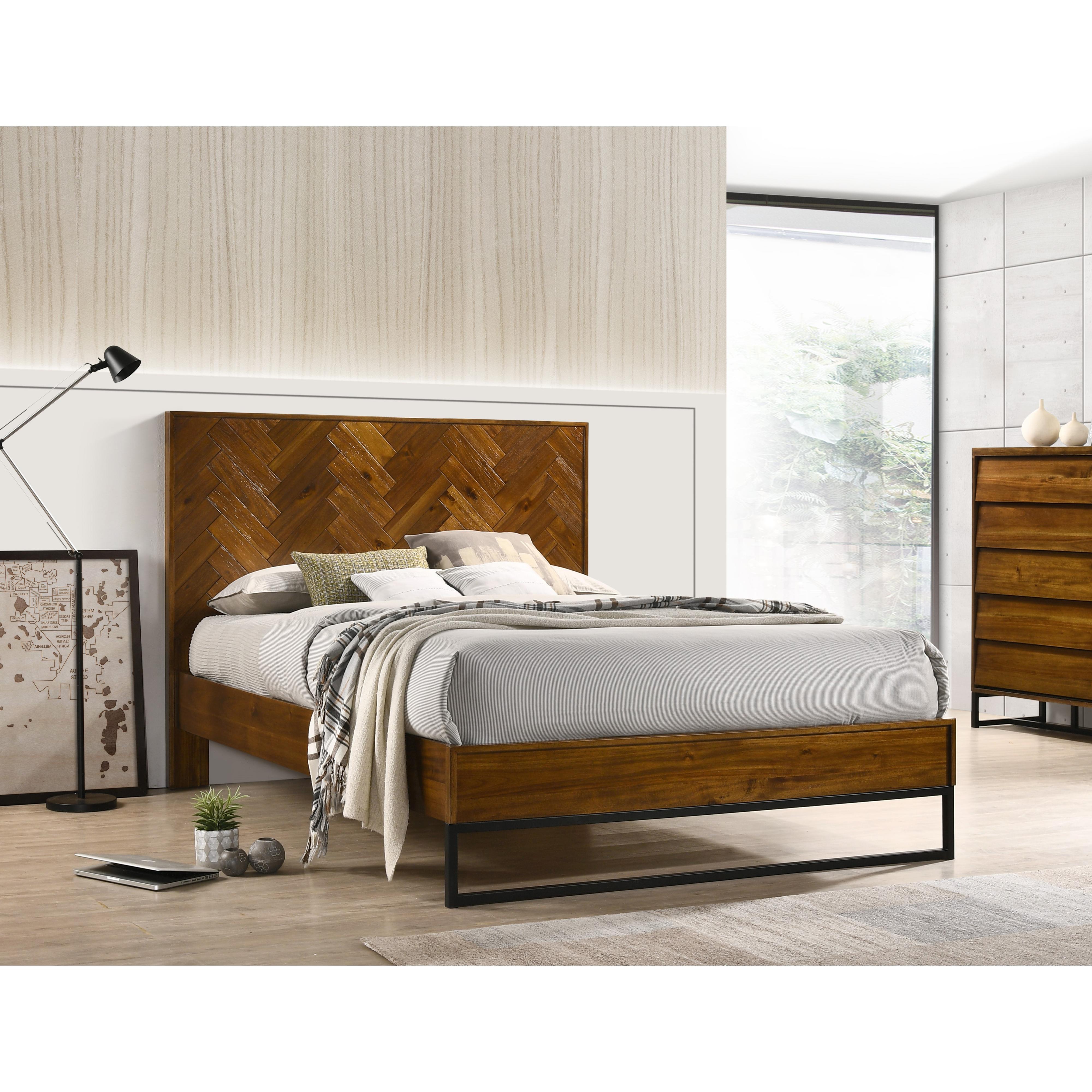 Meridian Reed Antique Coffee King Bed (3 Boxes)