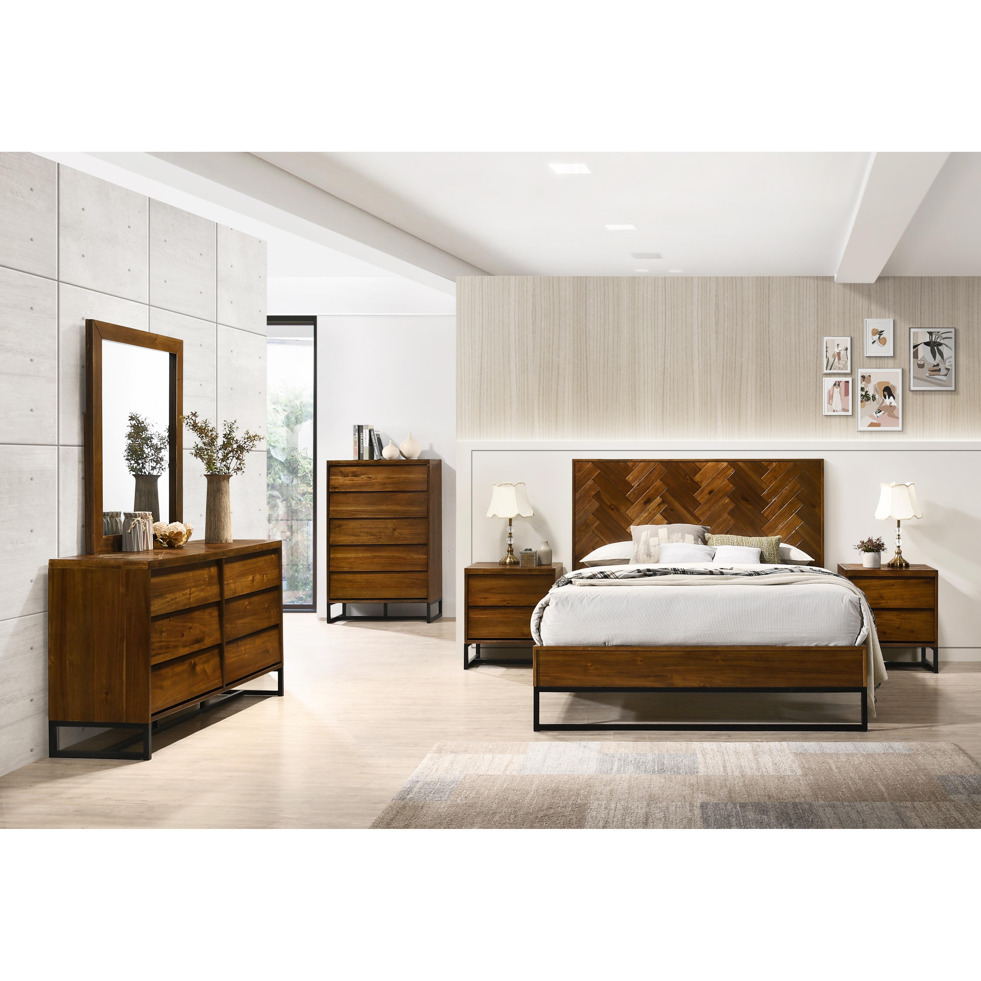 Meridian Reed Antique Coffee Queen Bed (3 Boxes)