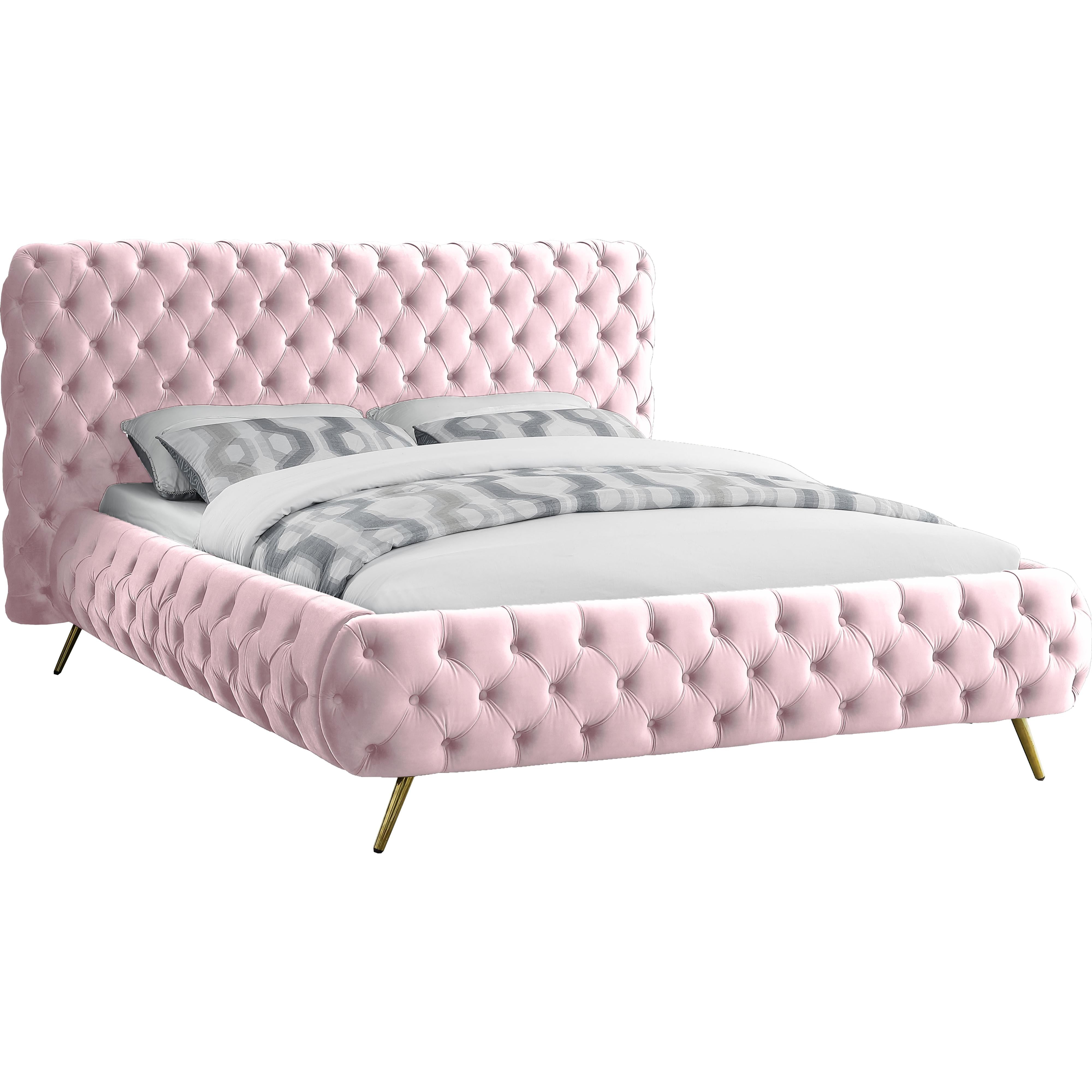 Meridian Delano Pink Velvet King Bed