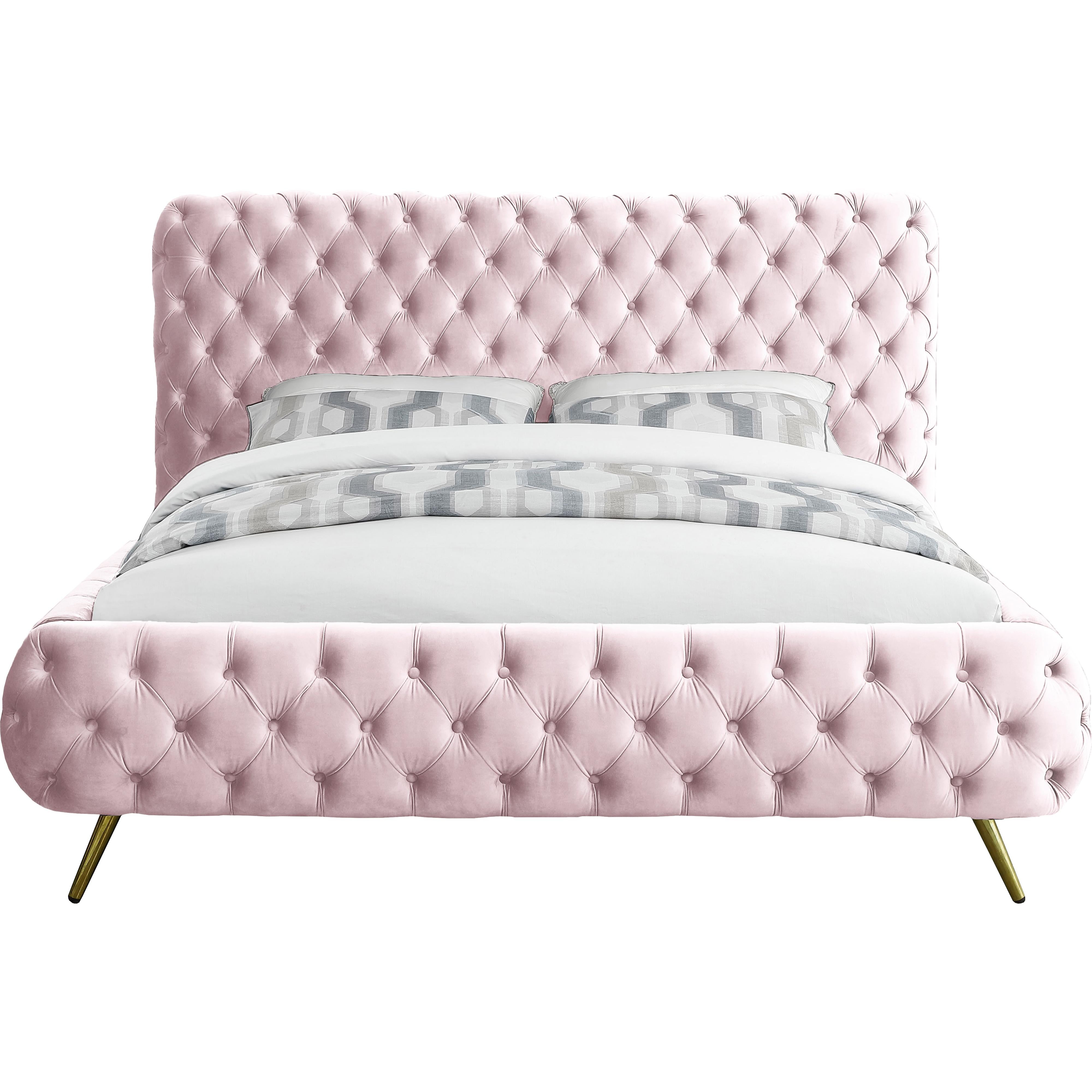 Meridian Delano Pink Velvet King Bed