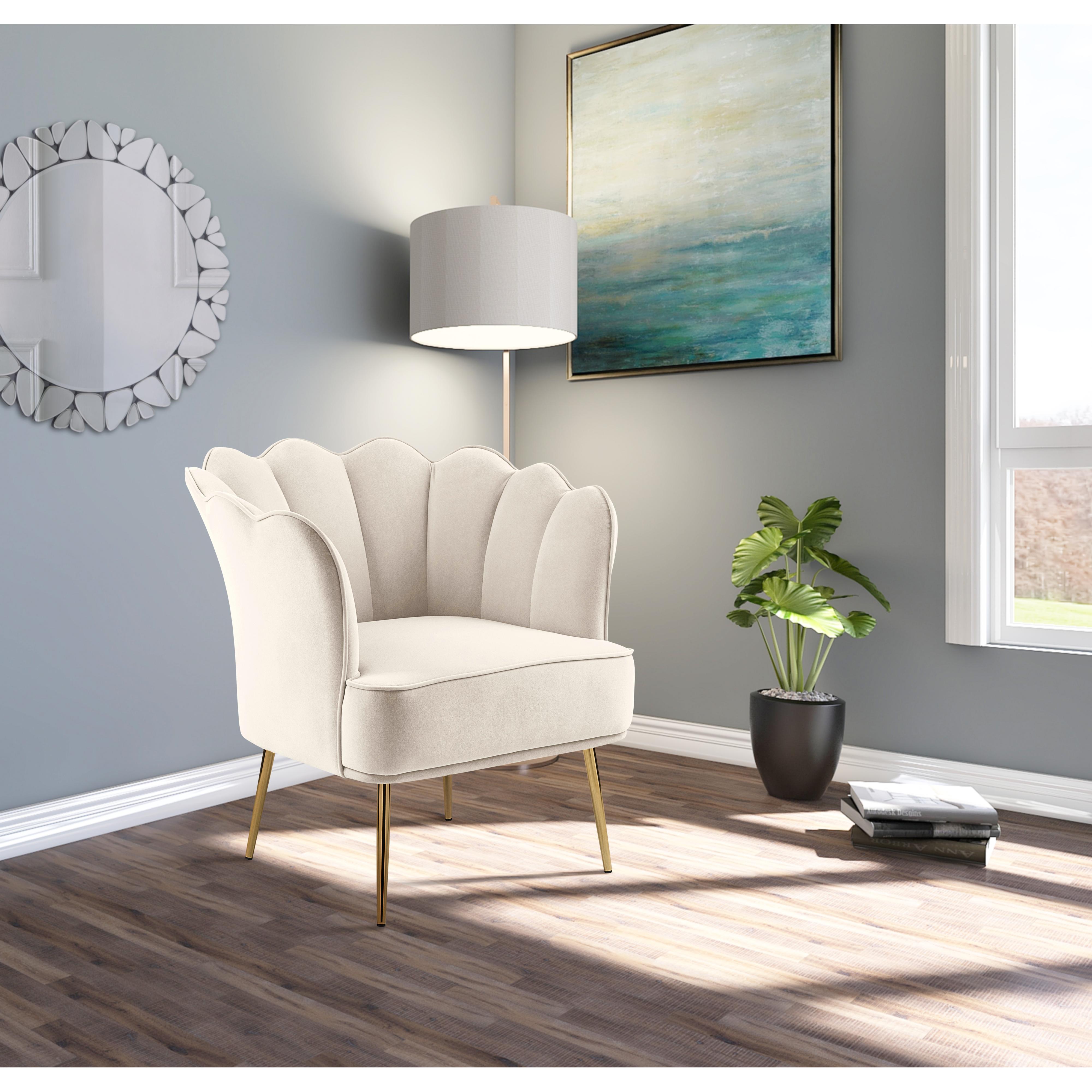 Meridian Jester Cream Velvet Accent Chair