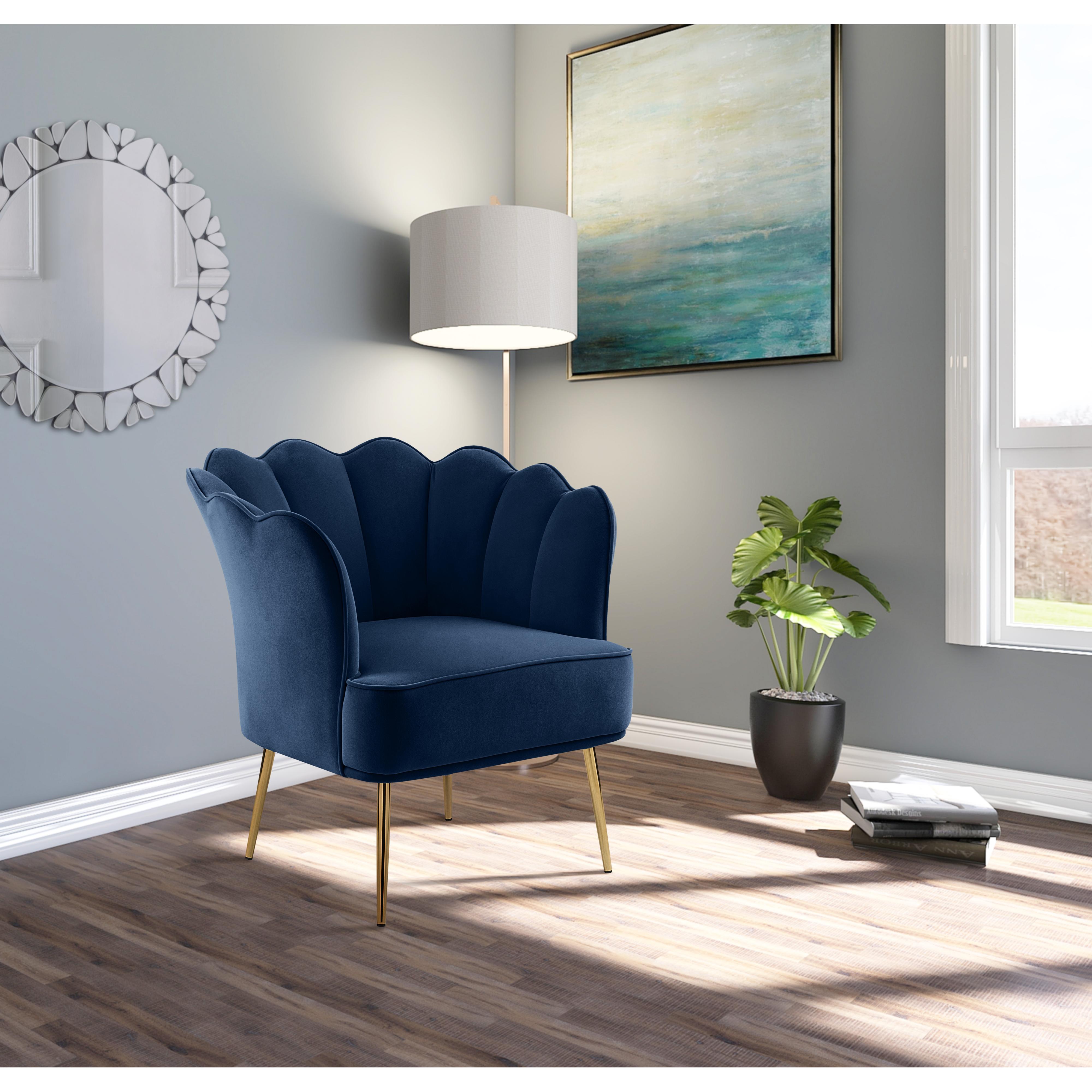 Meridian Jester Navy Velvet Accent Chair