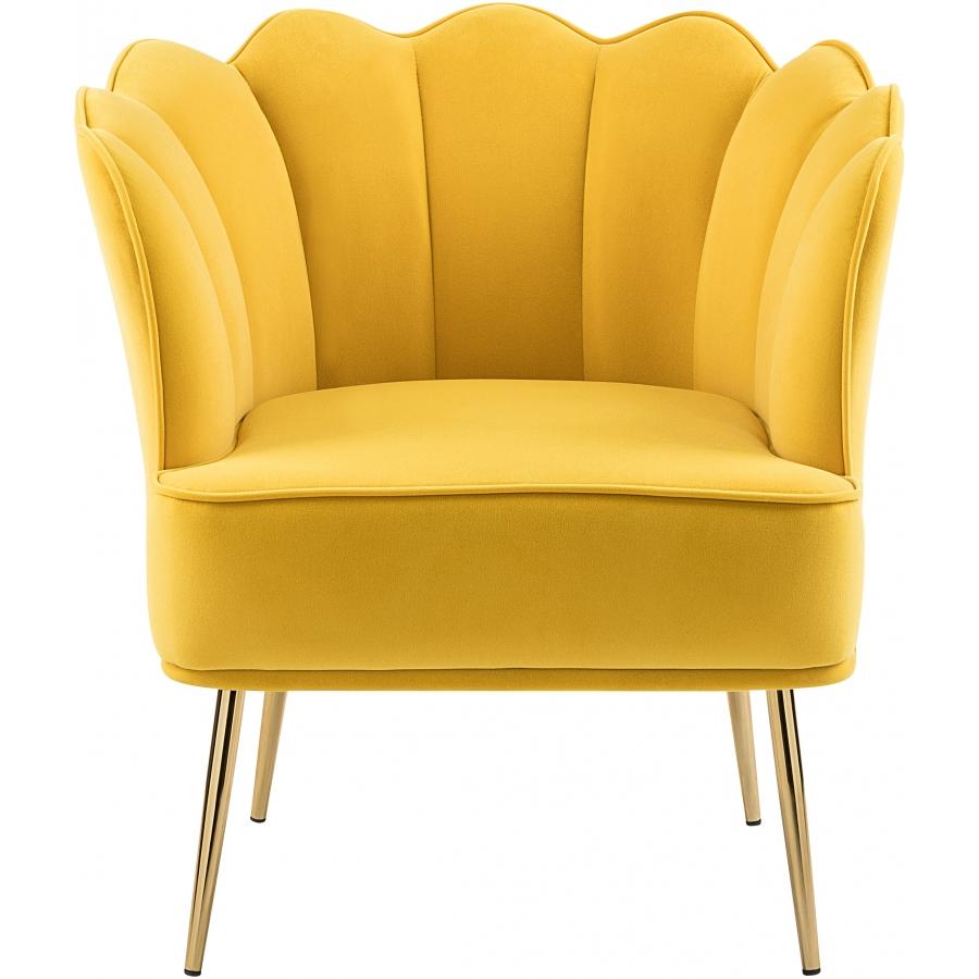 Meridian Jester Yellow Velvet Accent Chair