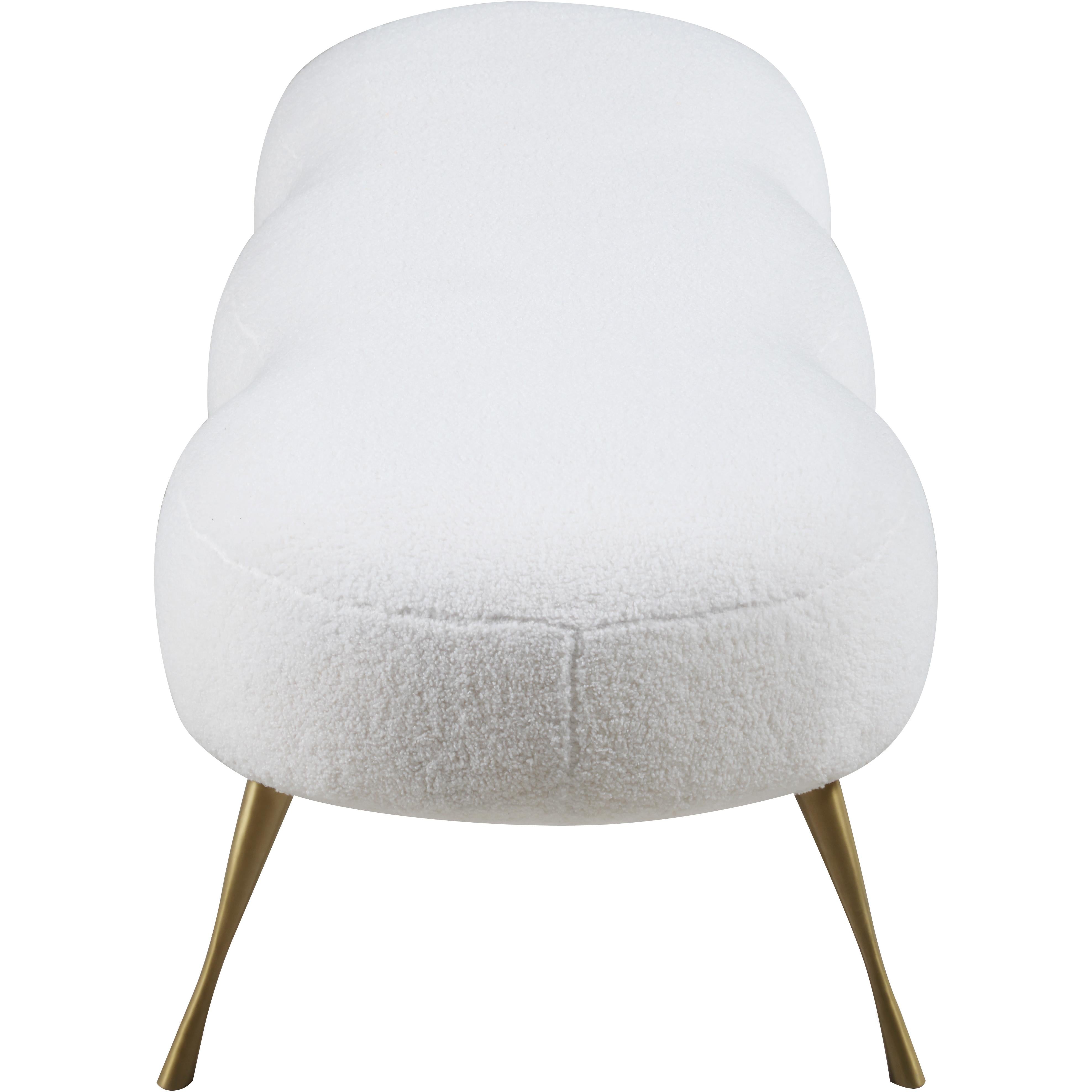 Meridian Nube White Faux Sheepskin Fur Bench