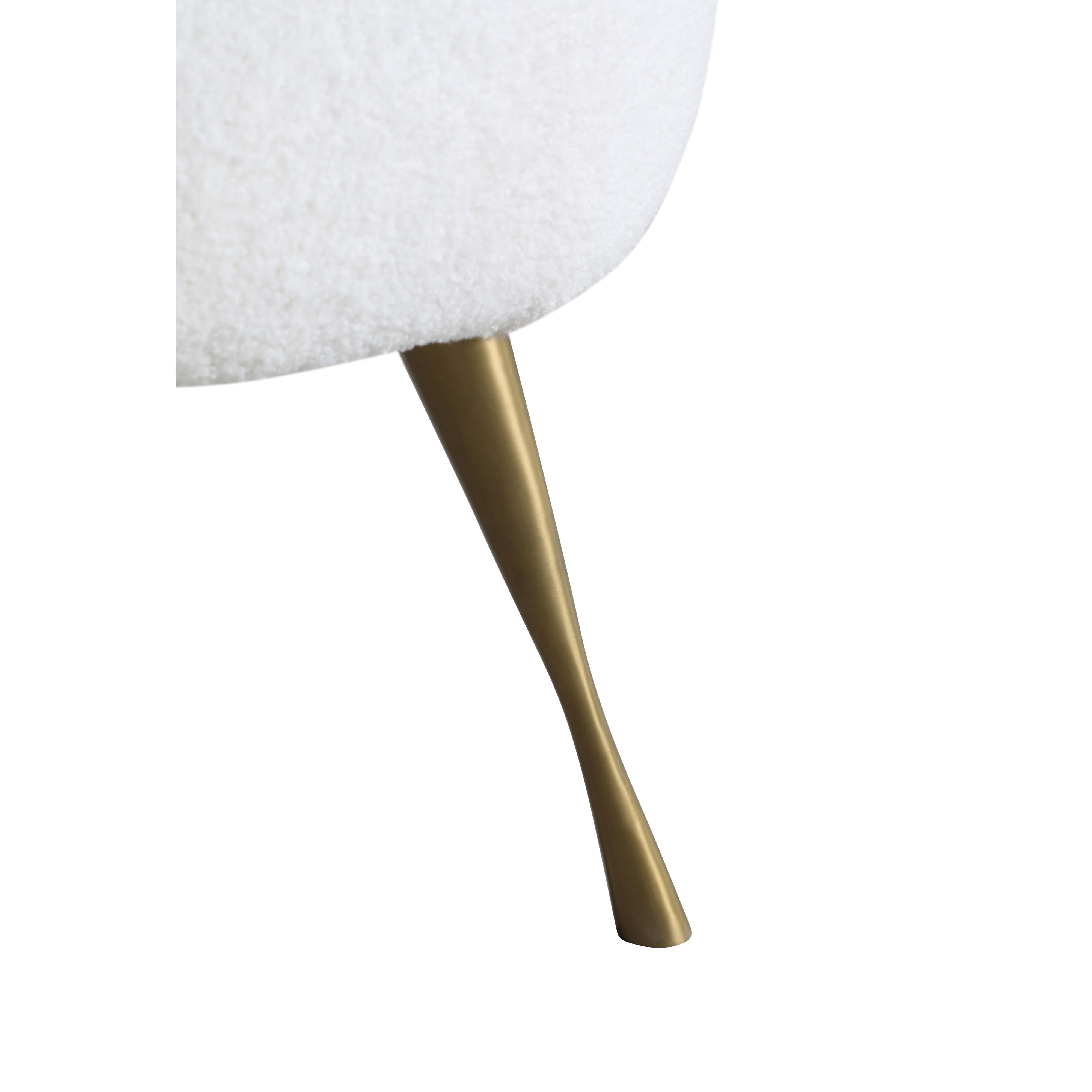 Meridian Nube White Faux Sheepskin Fur Bench