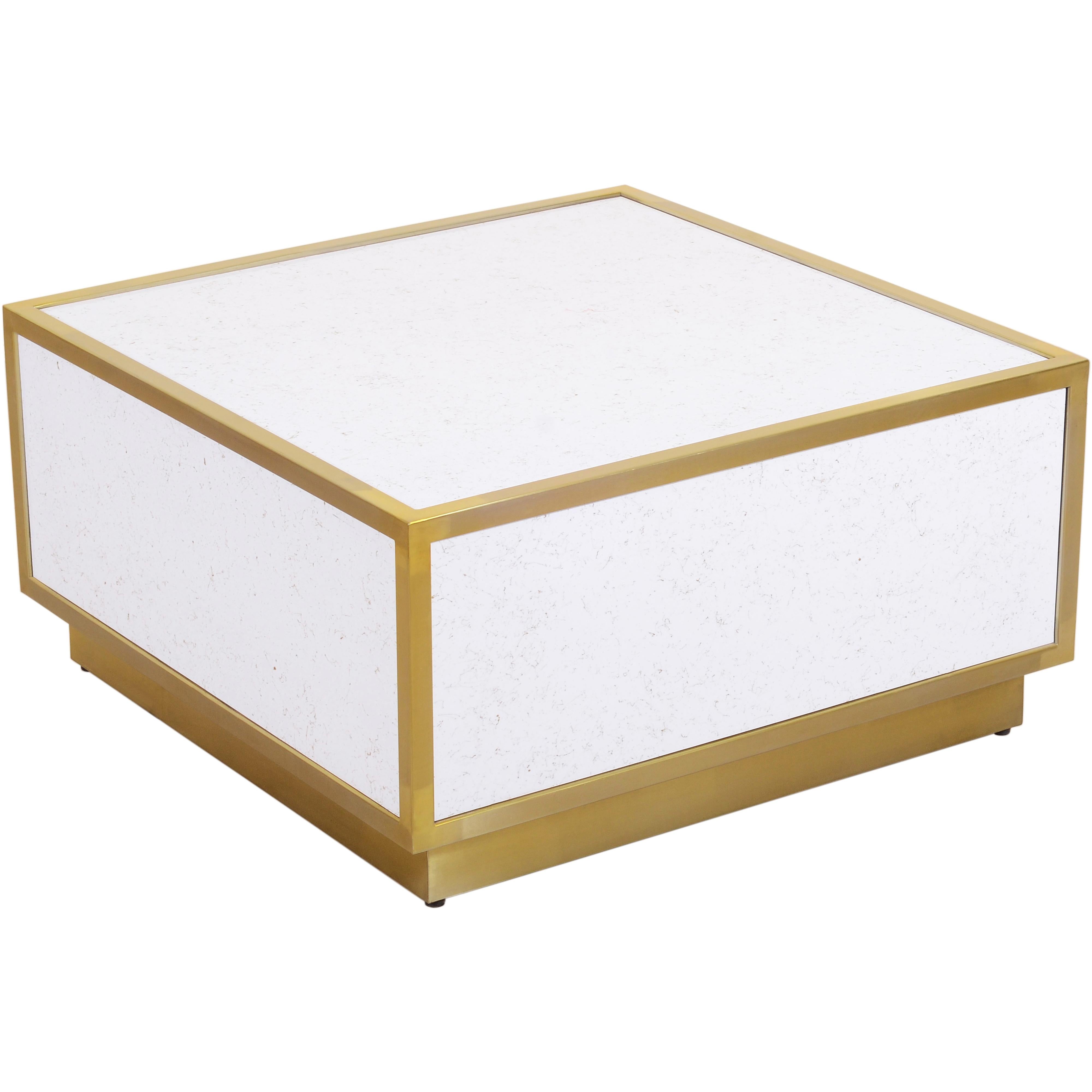 Meridian Glitz White Faux Marble Coffee Table
