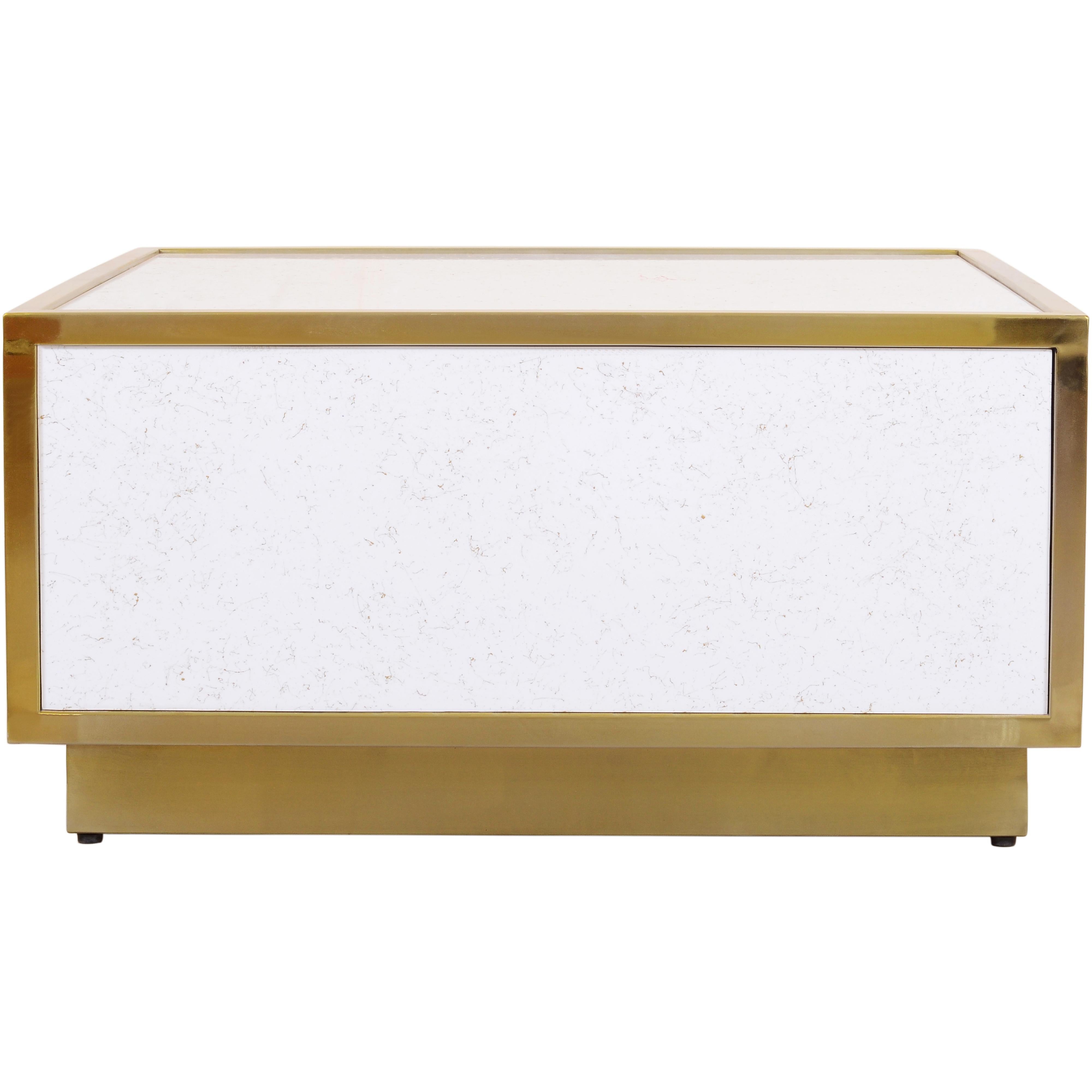 Meridian Glitz White Faux Marble Coffee Table