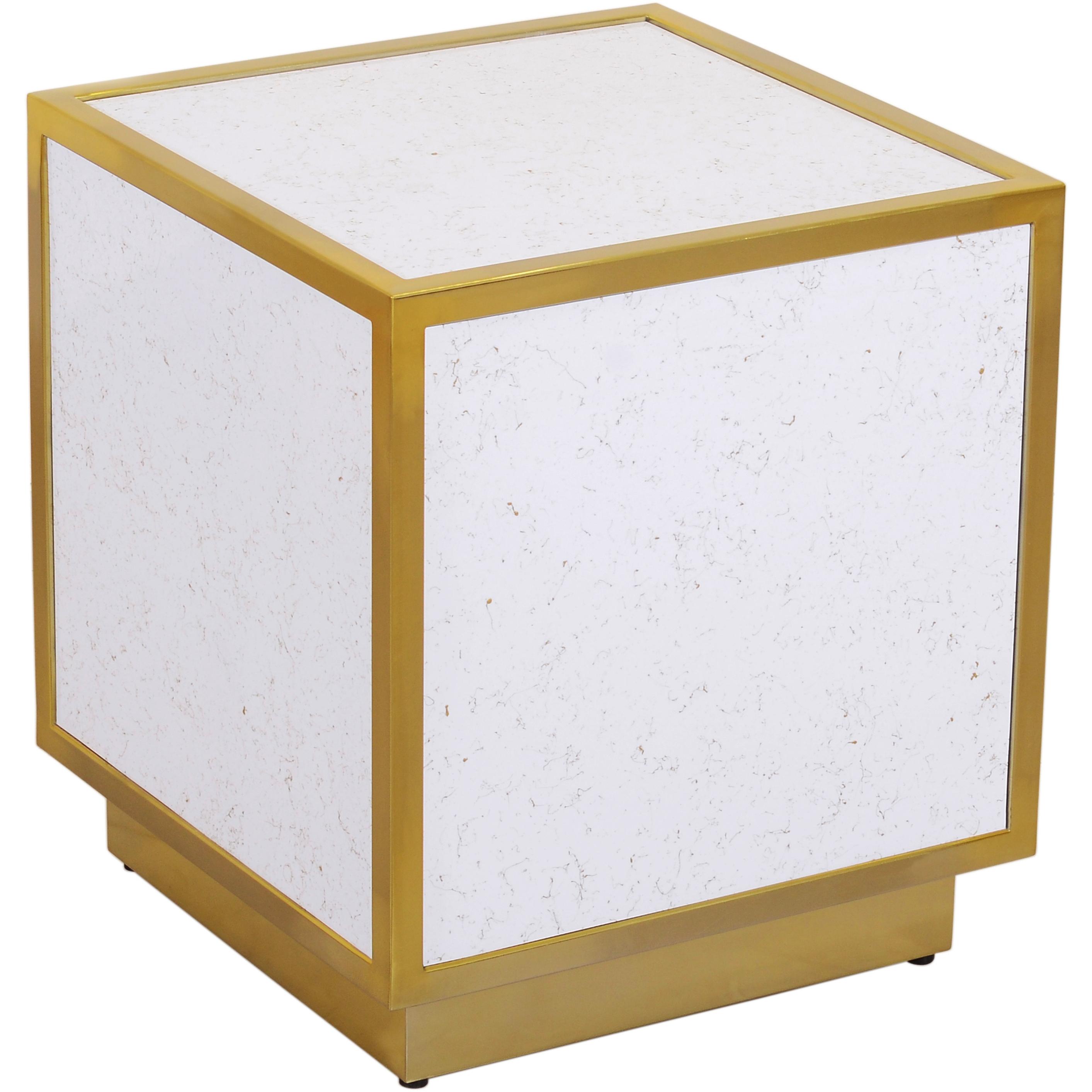 Meridian Glitz White Faux Marble End Table