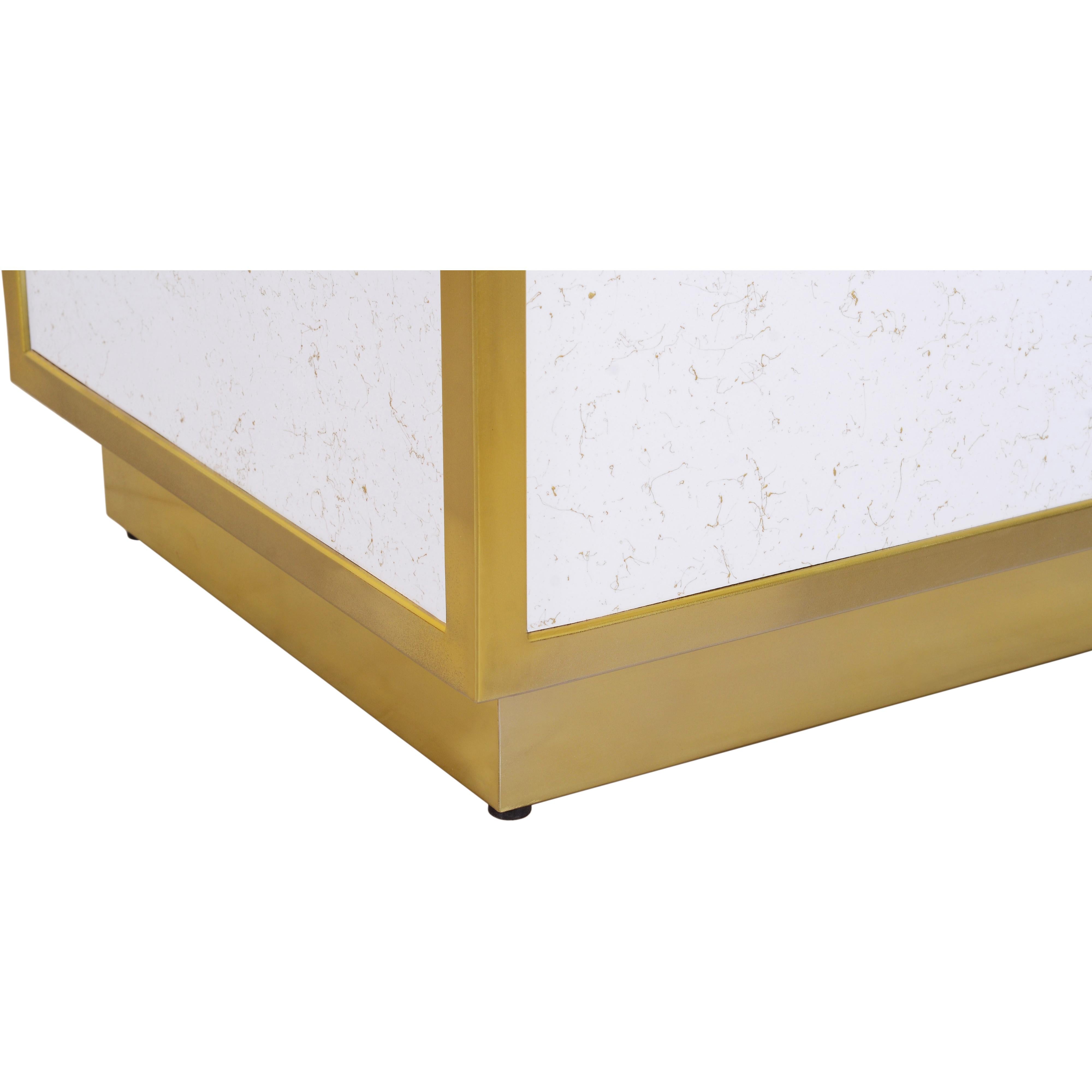 Meridian Glitz White Faux Marble End Table
