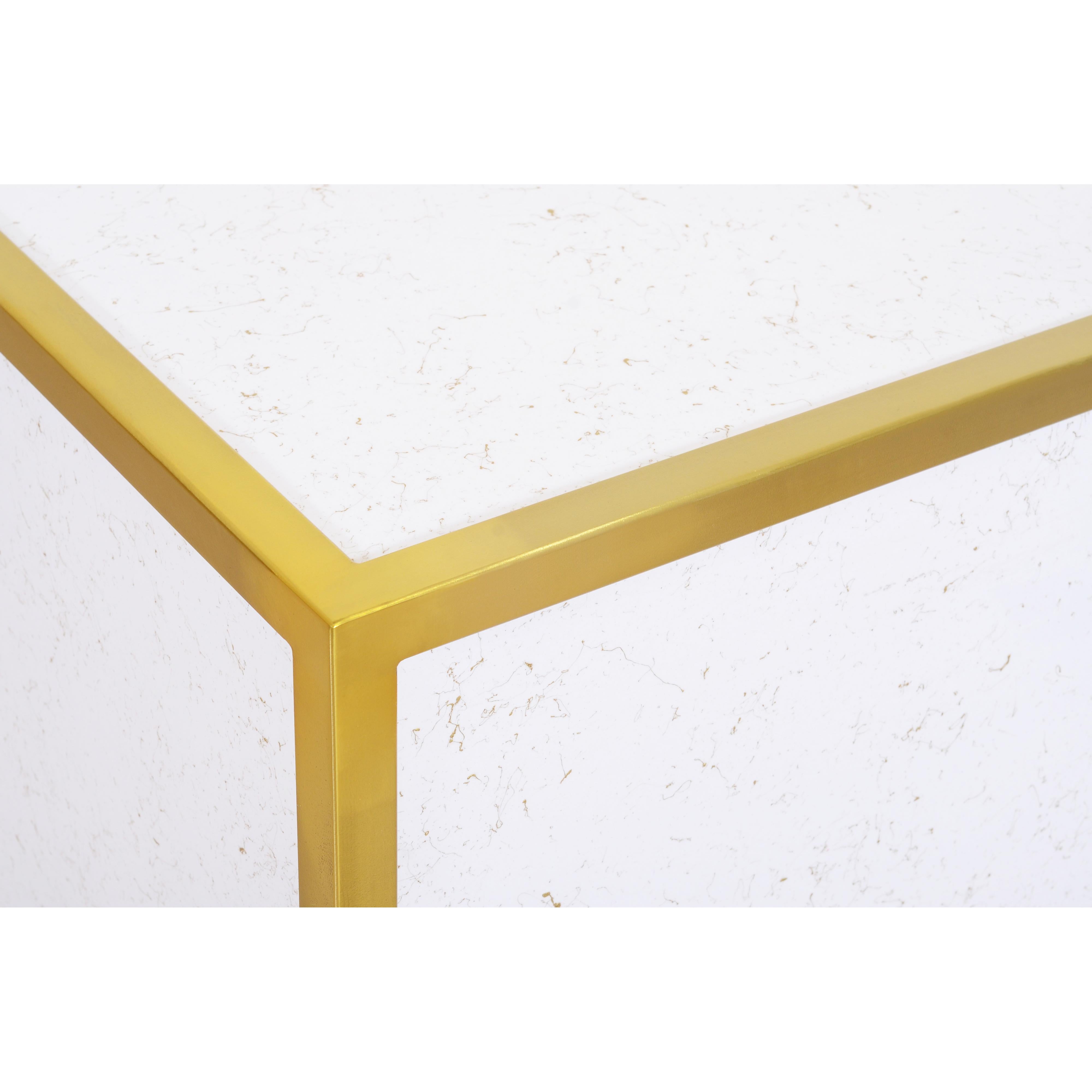 Meridian Glitz White Faux Marble End Table