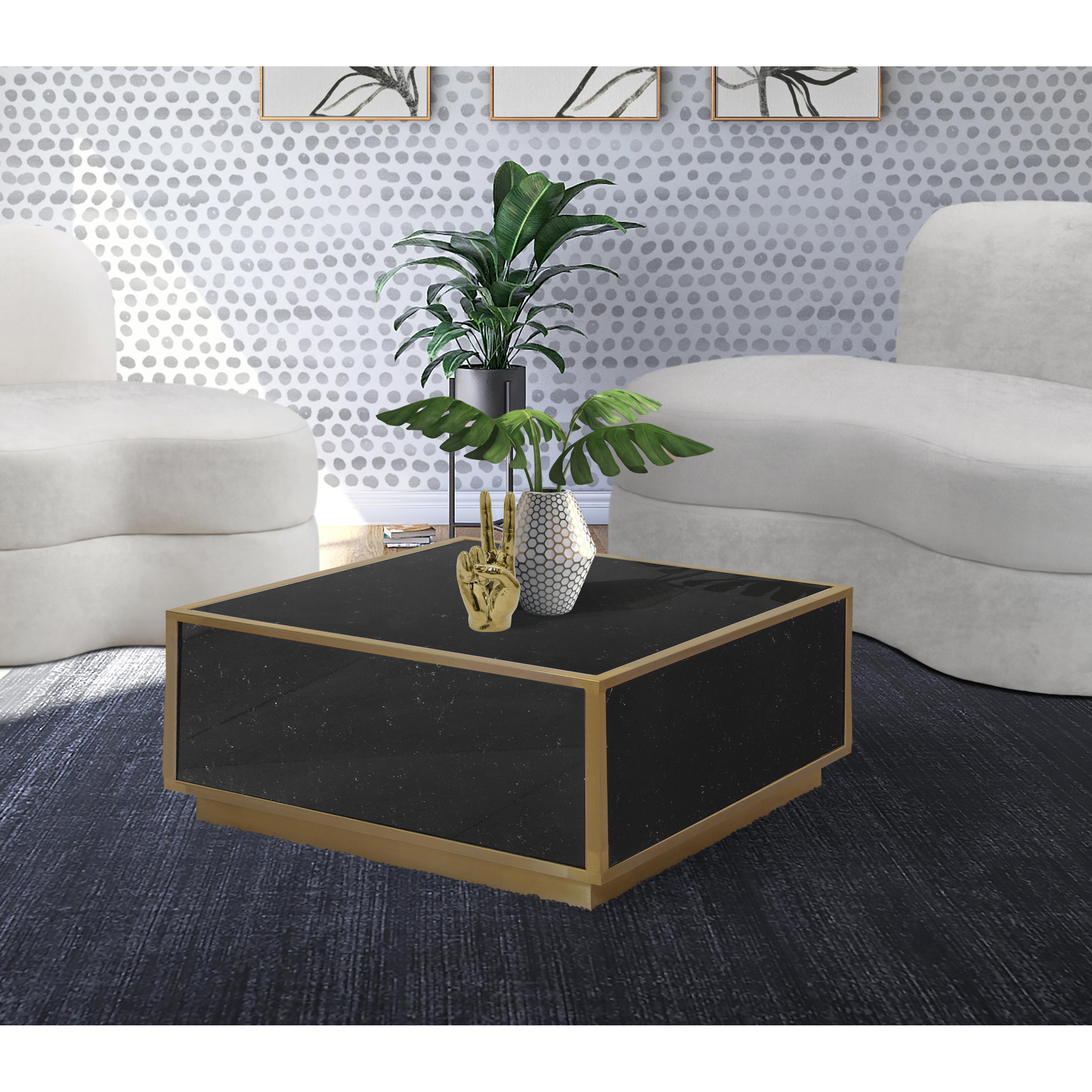 Meridian Glitz Black Faux Marble Coffee Table
