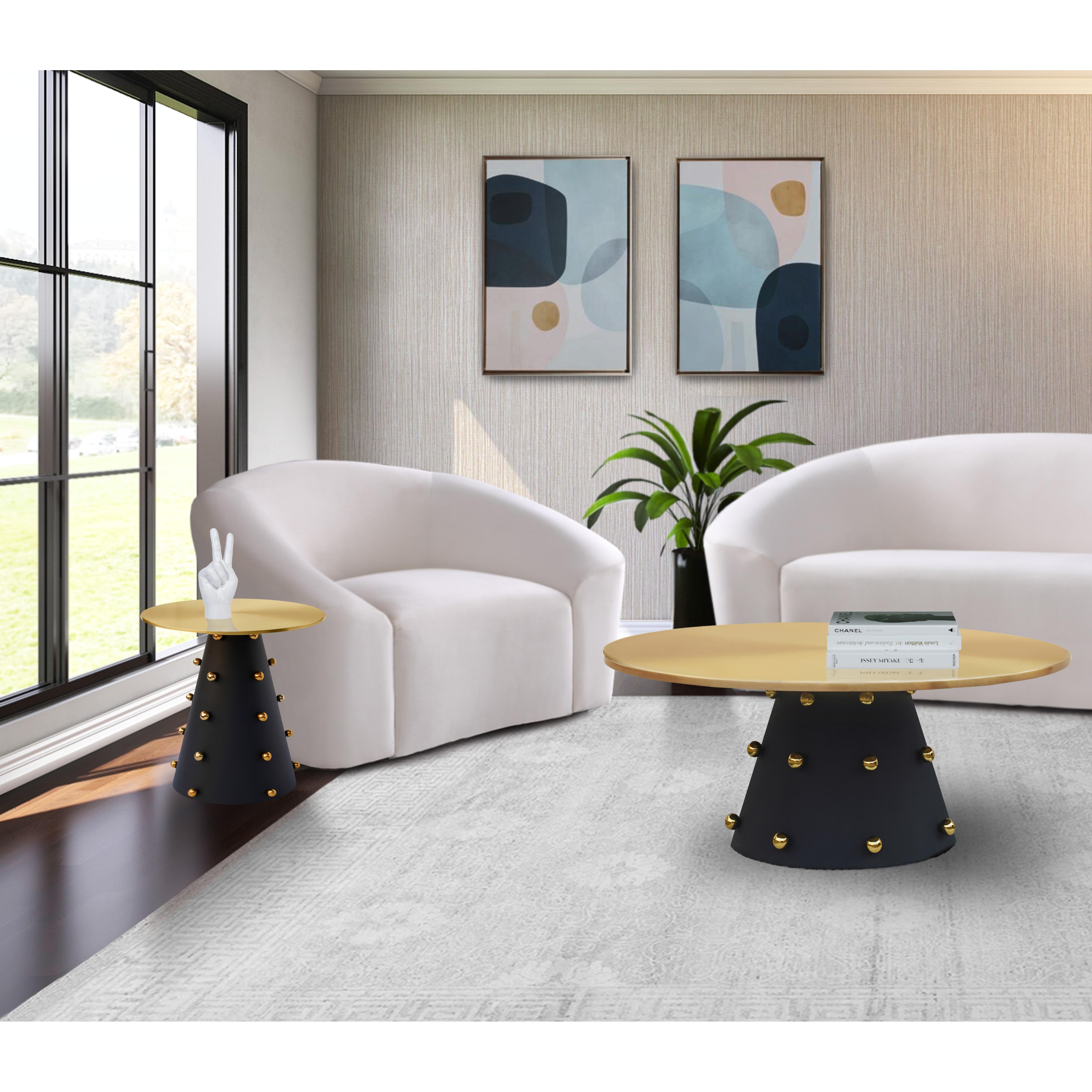Meridian Raven Black / Gold End Table