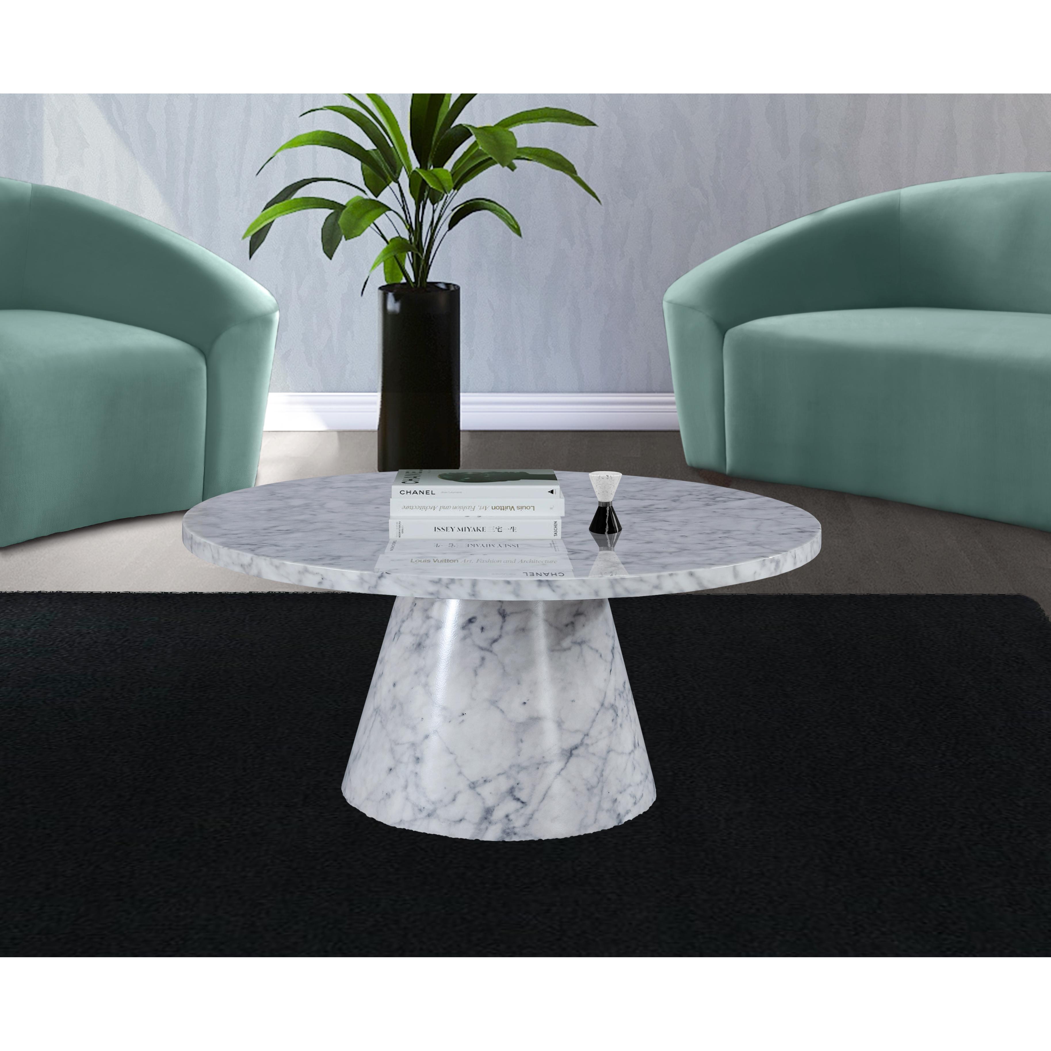 Meridian Omni White Faux Marble Coffee Table