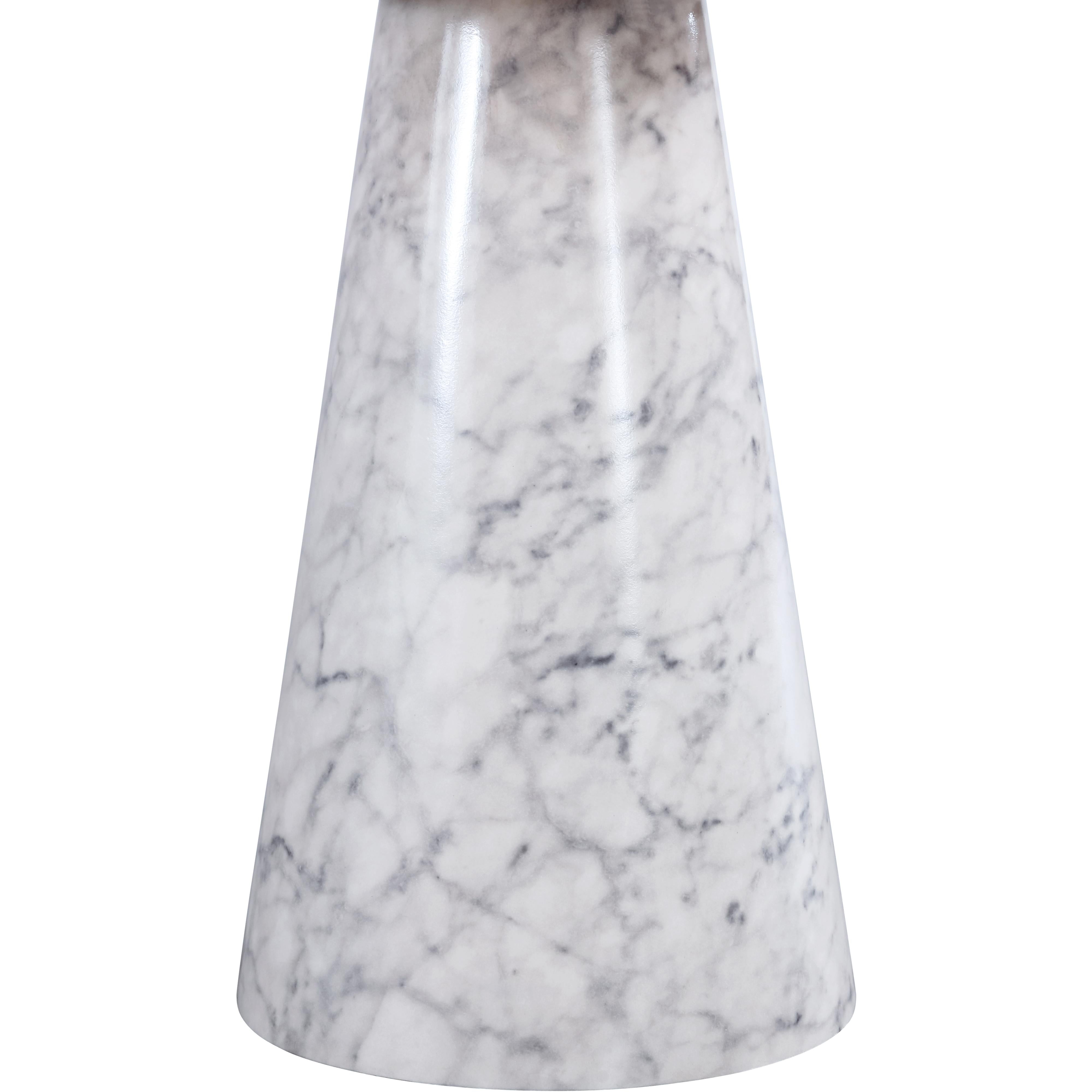 Meridian Omni White Faux Marble End Table